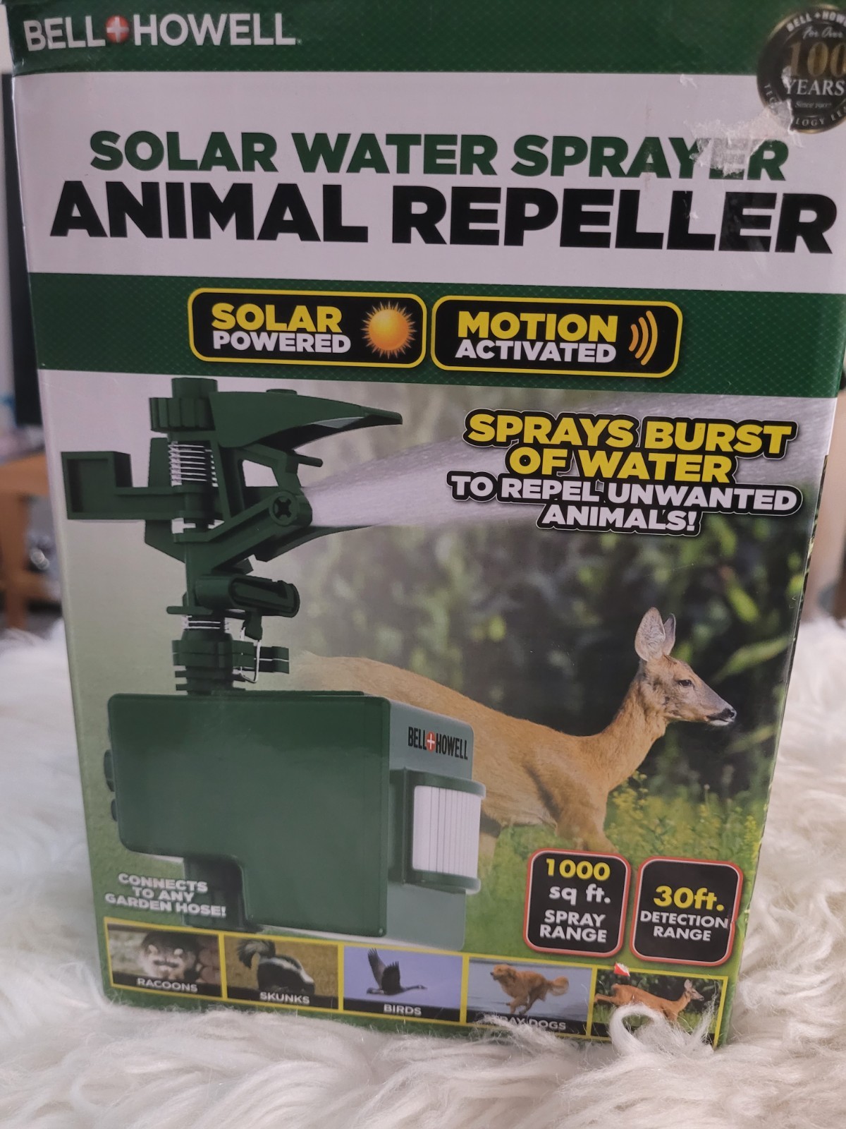 Bell howell solar water sprayer animal repeller New