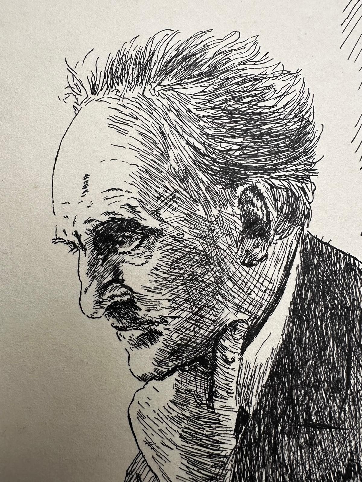 Gerhart Hauptmann, Original Pen Drawing 1922 Ph. Lorentz