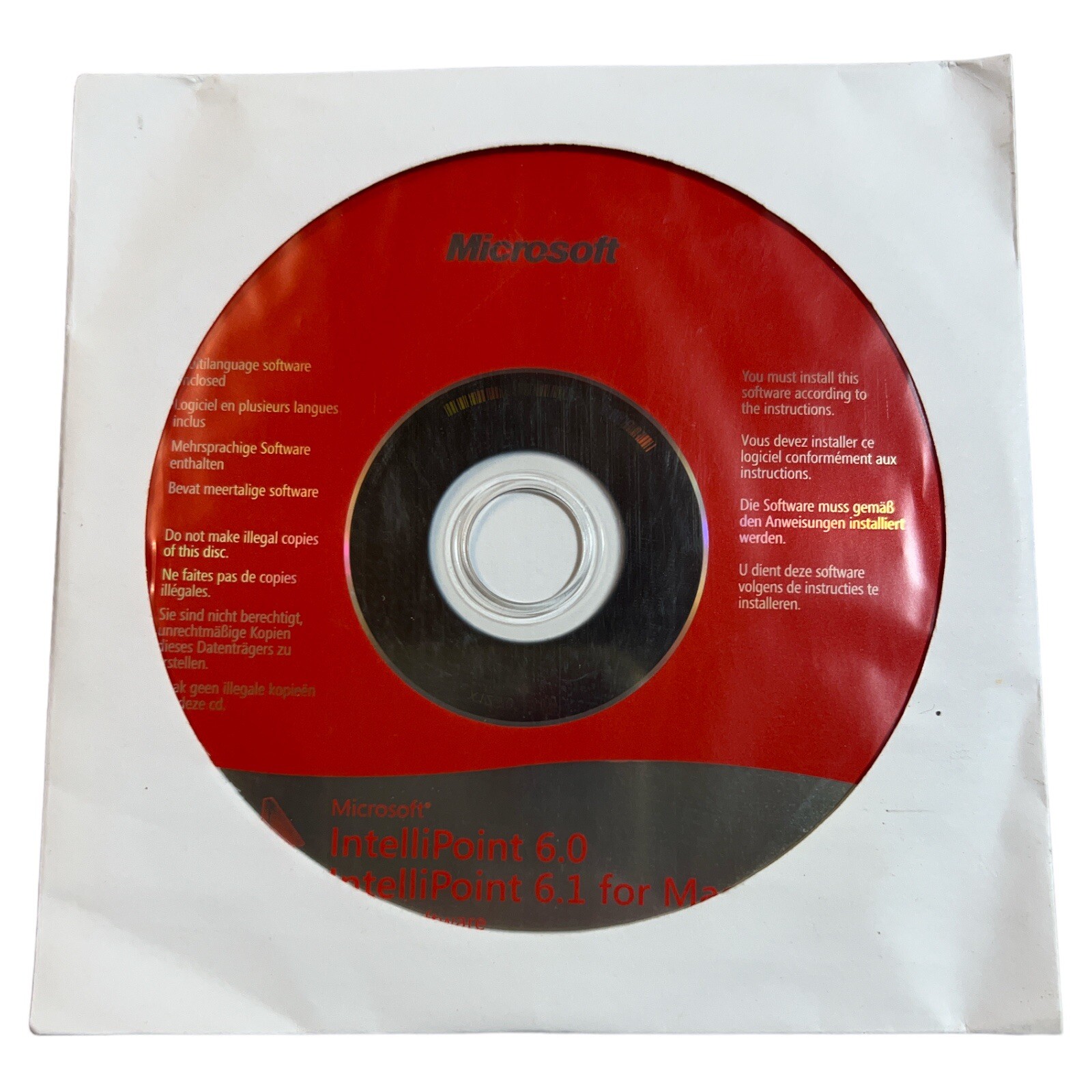 Microsoft Intellipoint 6.0 Mouse Software CD-Rom PC & 6.1 Mac Disc Only