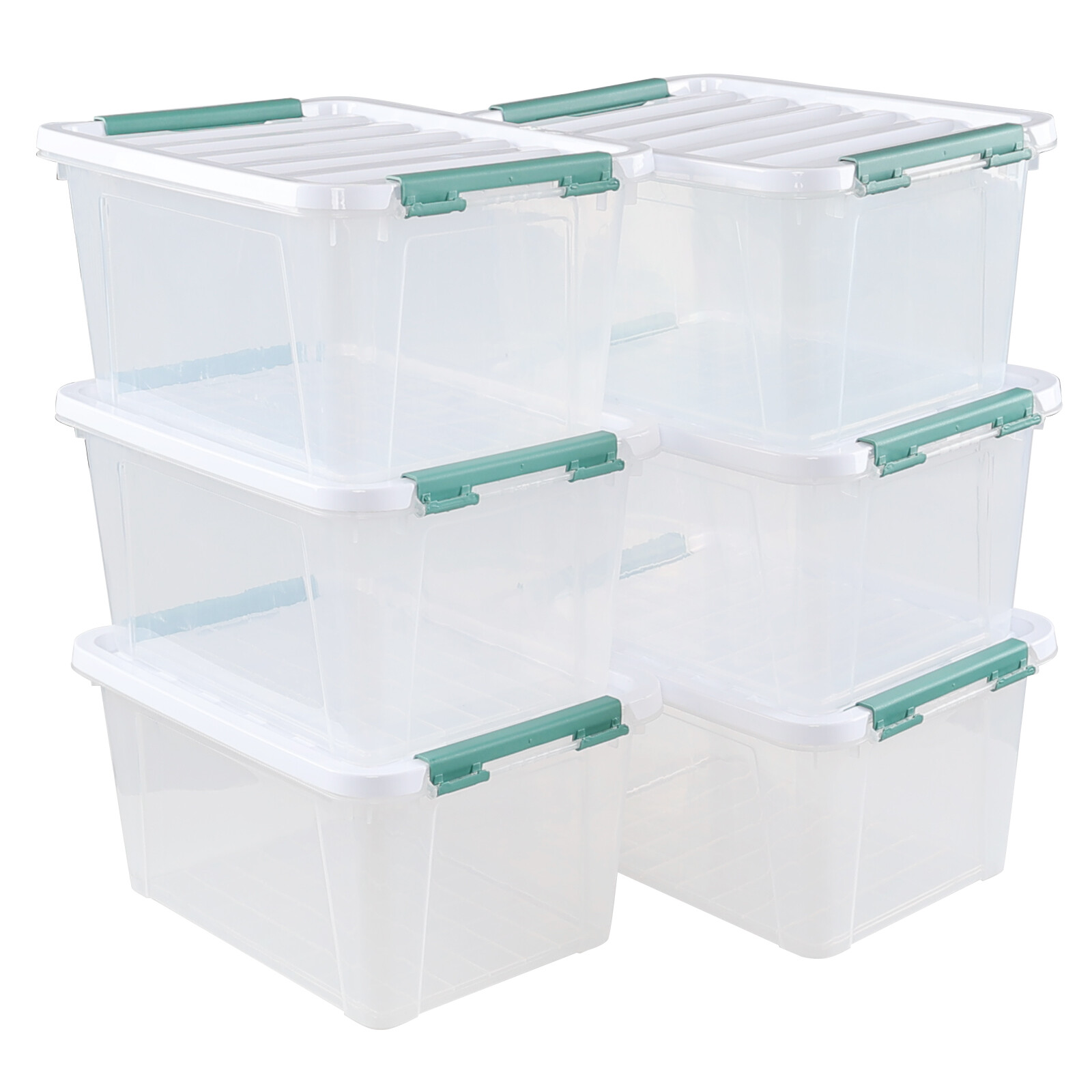 Idotry 4/6Pcaks Stackable Latching Box Plastic Storage Containers Tote, 20 Quart