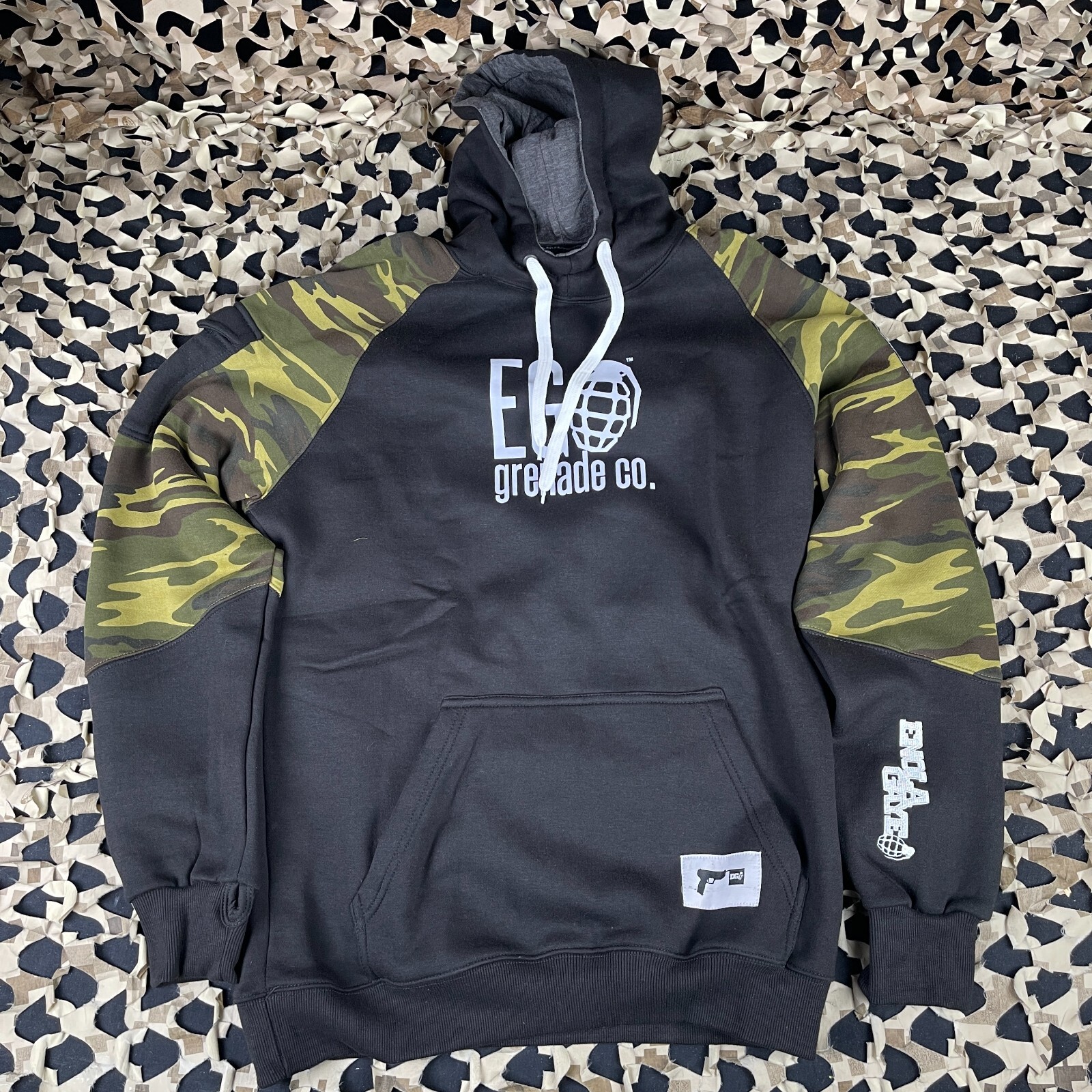 NEW Enola Gaye Tequila Pull Over Hooded Sweatshirt - Black - X-Large