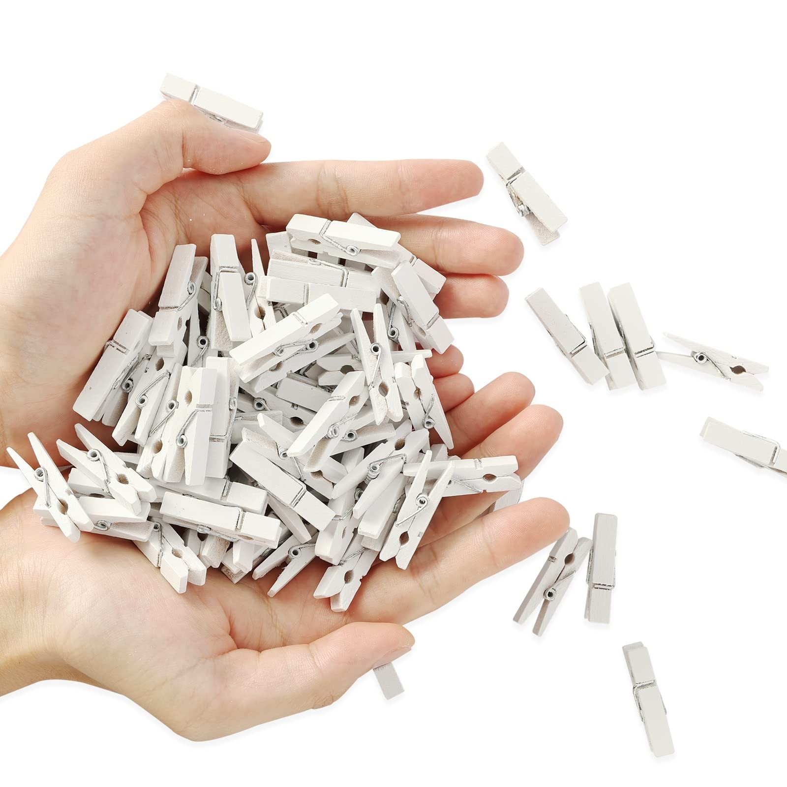 Mini Photo Clips 128Pcs 1.4"Small Wooden Clothespins Picture Clips Pinzas Madera