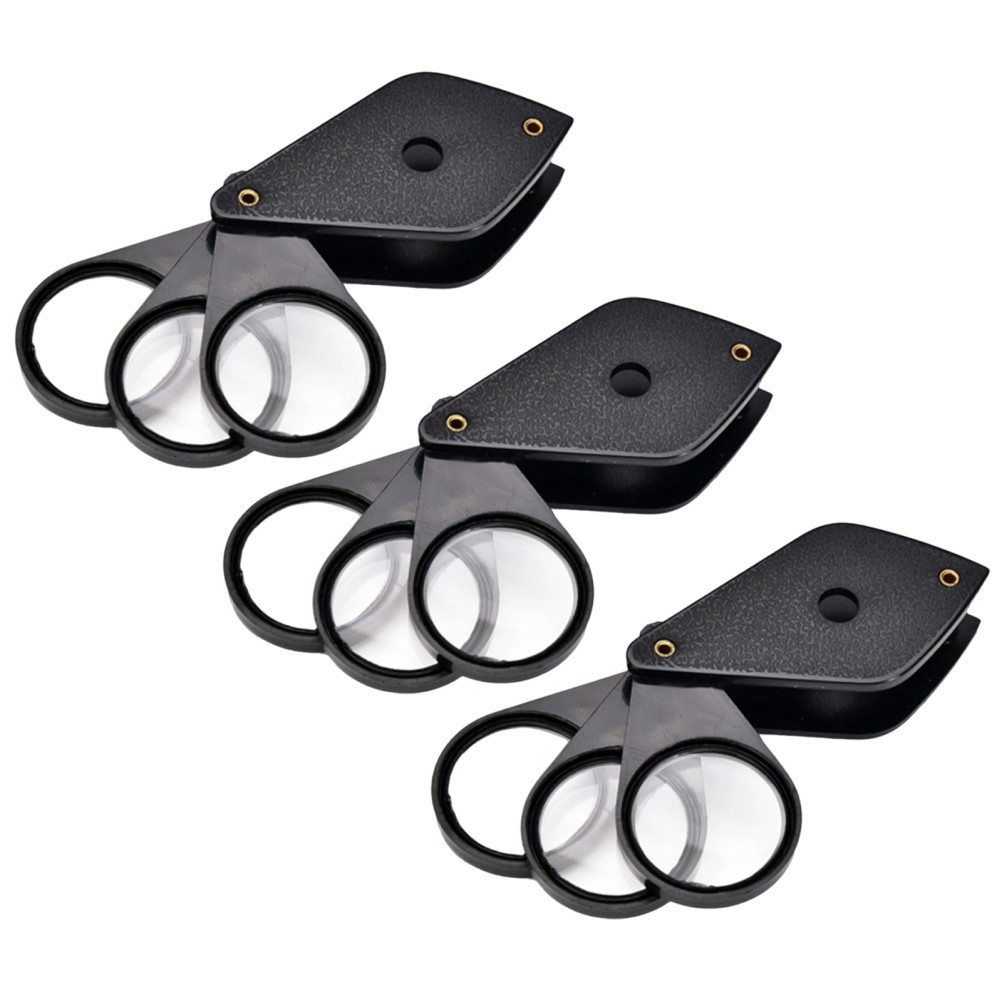 3pcs Pocket Folding Magnifying Glass, 2X Three-Lens Folding Jewelers Loupe,