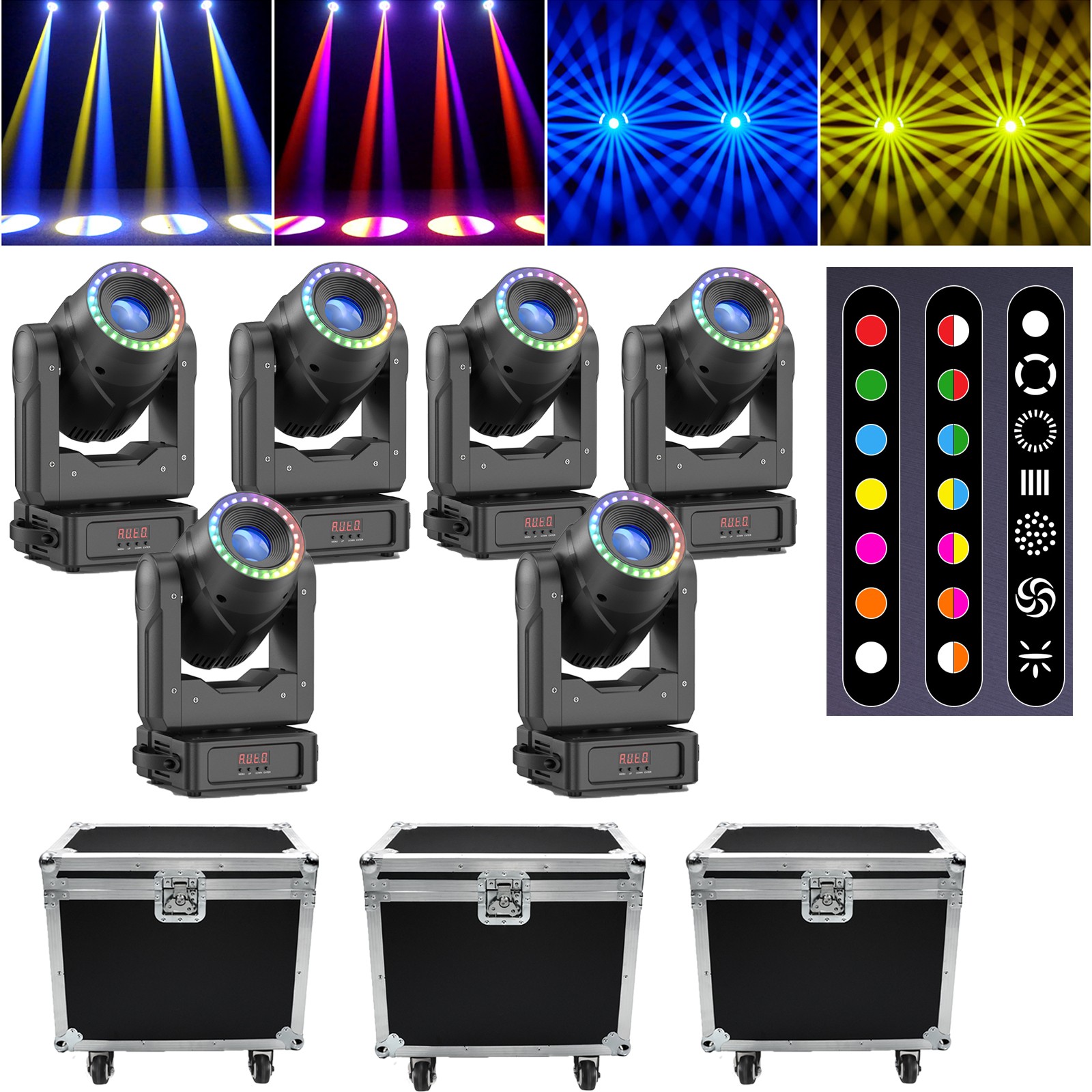180W Moving Head Beam Lighting Zoom 3Prisms Gobo LED Stage Light DMX Spot Lamp