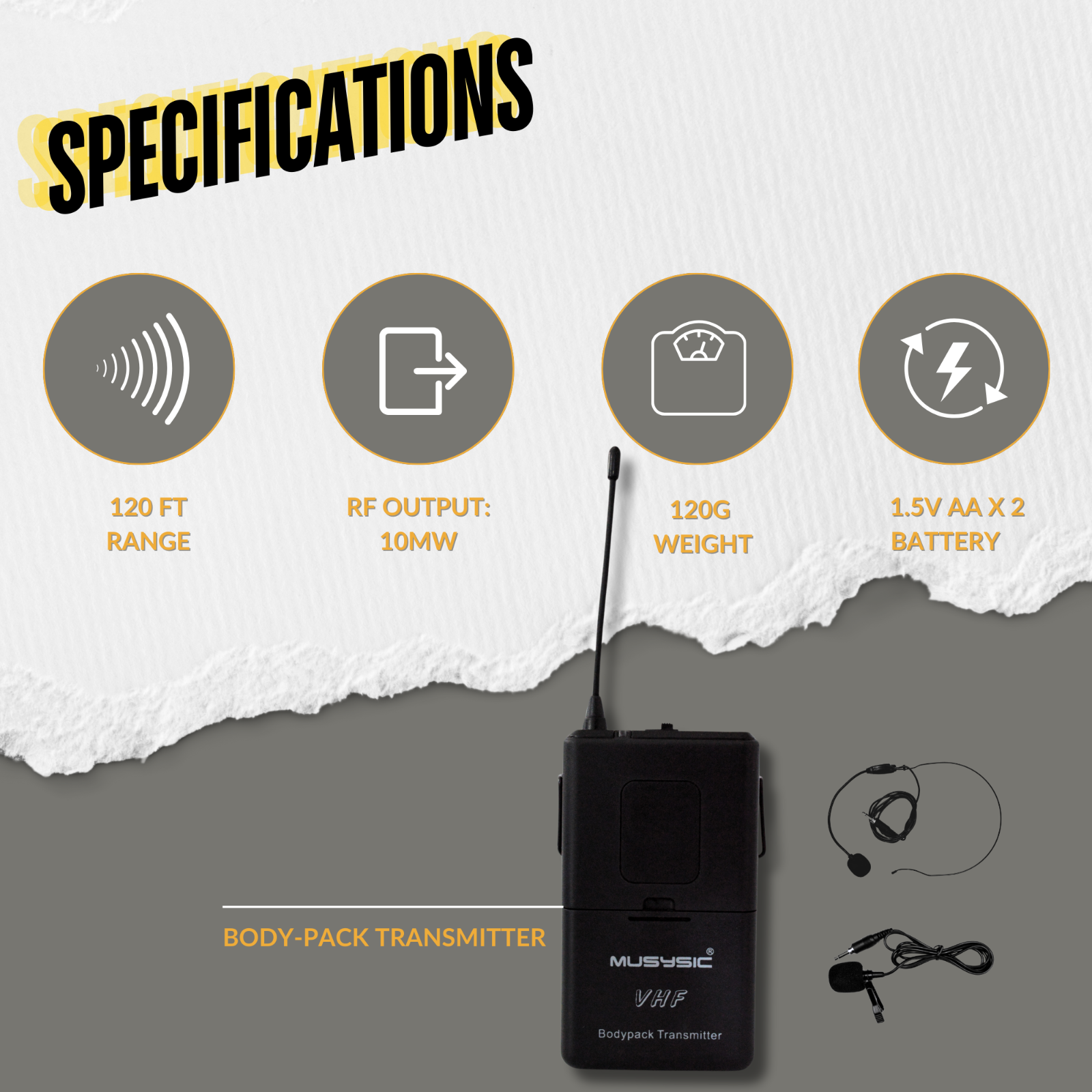 4-Channel Professional VHF Lapel / Lavalier & Headset Wireless Microphone System