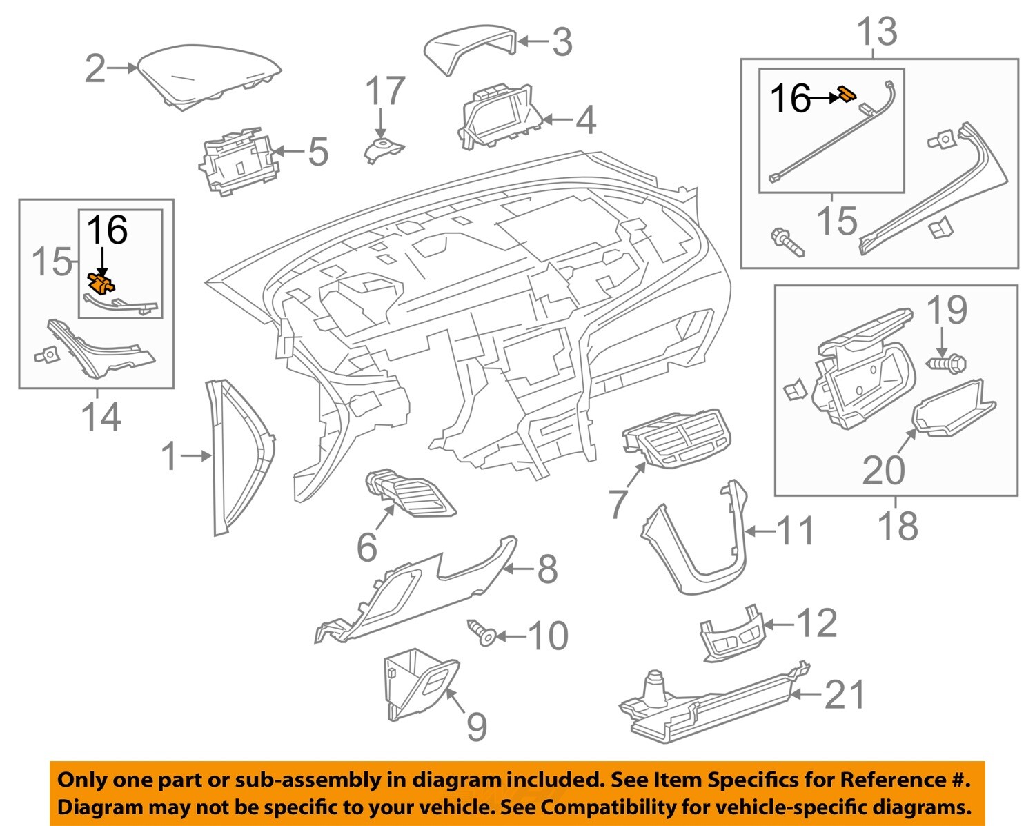 GM OEM 13-16 Encore Instrument Panel Components-Lamp Bracket 13300763