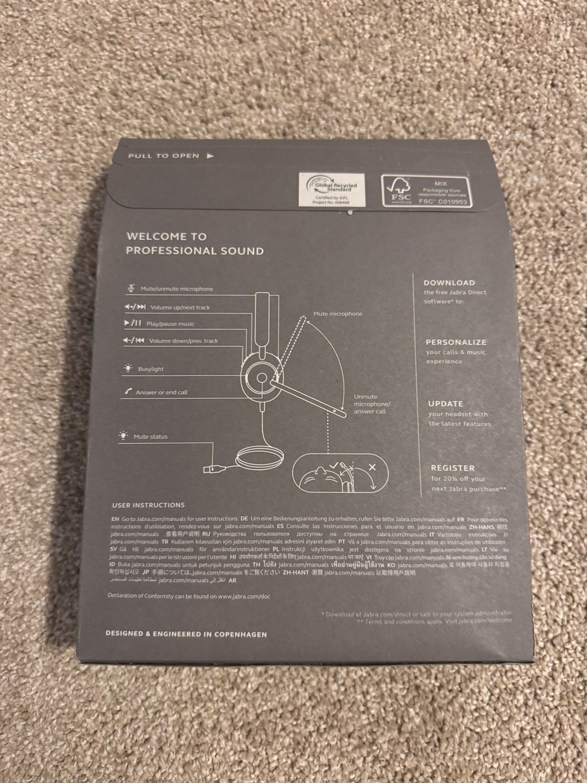 Jabra GN Evolve2 40 SE USB-A, Stereo Wired Headset Version A - Sealed