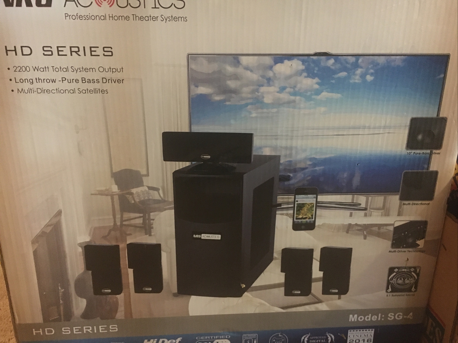 NEW NRG Acoustics SG-4 Home Theater System HD Series 2200 Watt Output Brand New