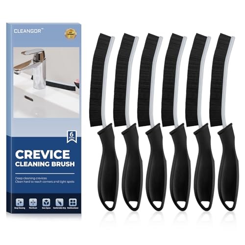 Crevice Cleaning Brushes, Cleaner Scrub Brush Tool for Hard to Reach 6 Black