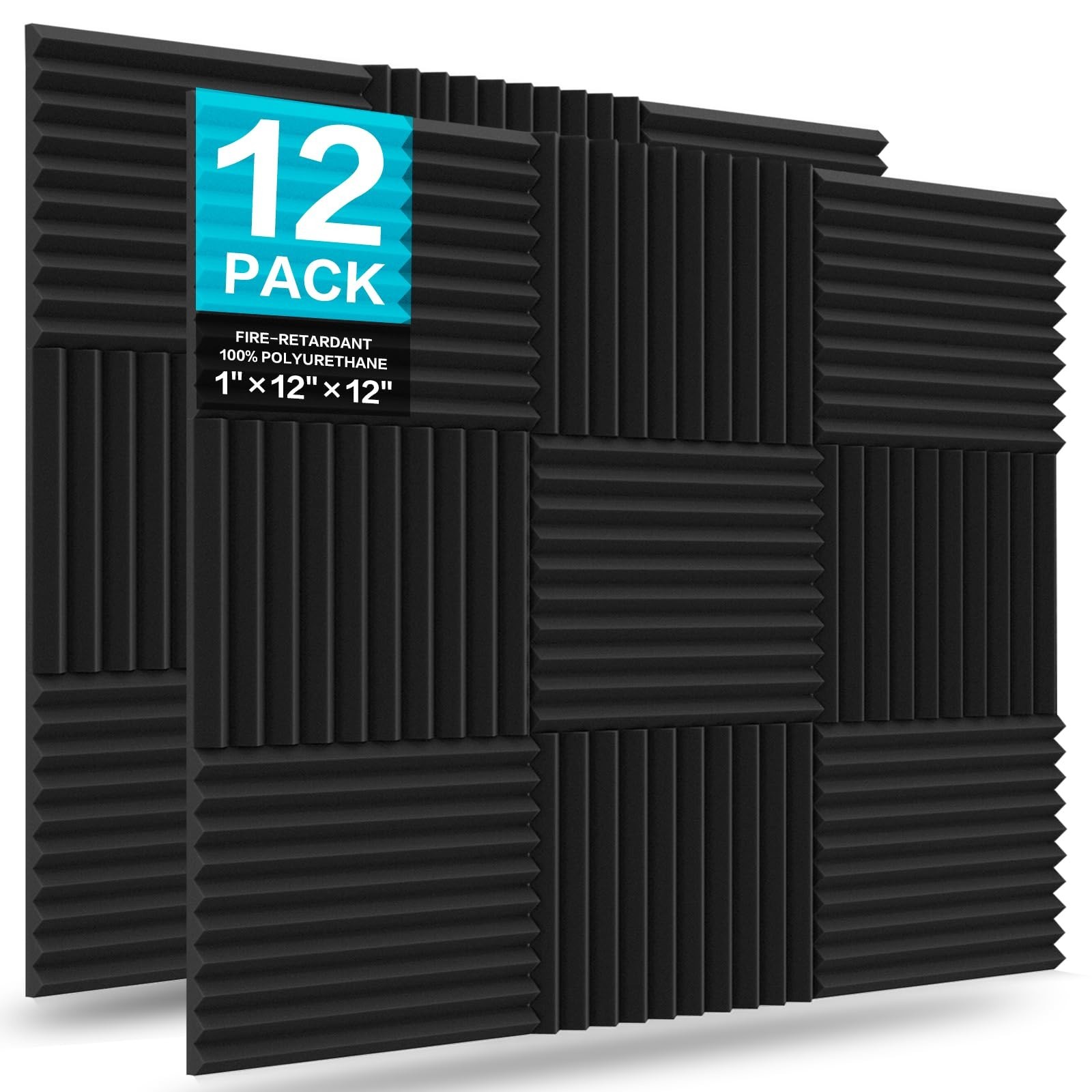 12 Pack Acoustic Foam Panels, 1" X 12" X 12" Sound Proof Foam Panels for Walls,