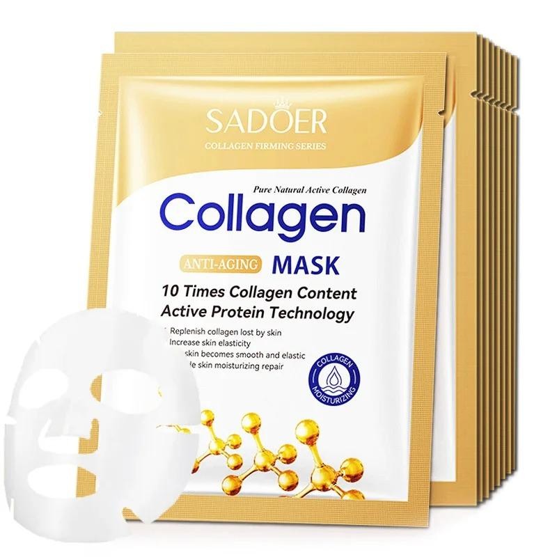 5/10pcs SADOER Collagen Face Sheet Mask Anti-Aging Repair Brightening
