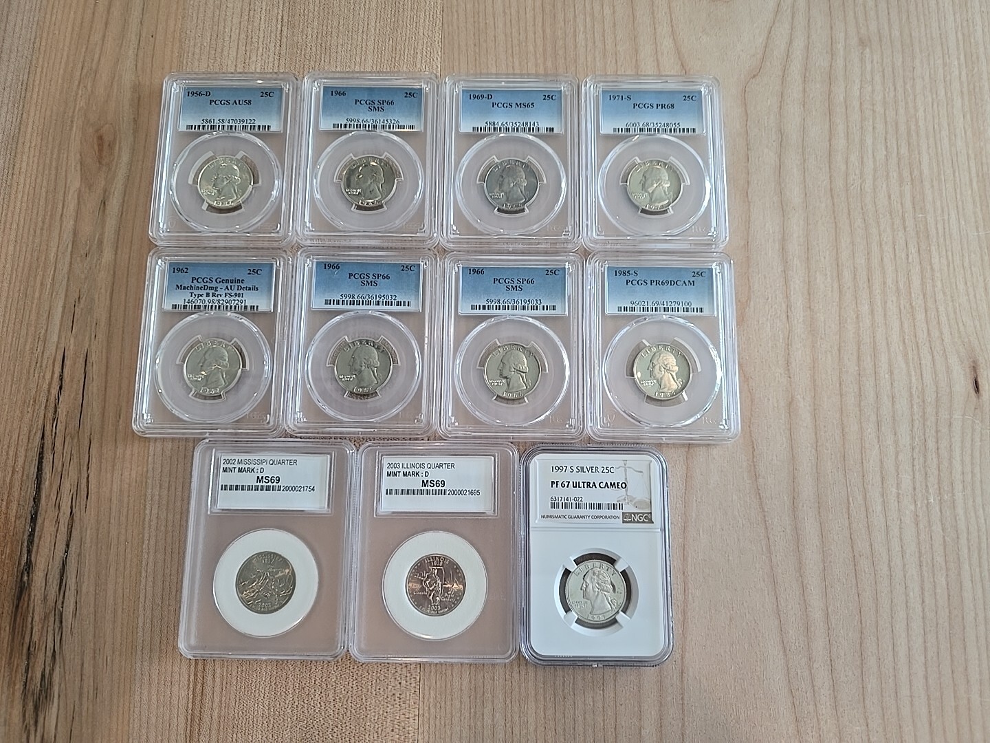 Lot Of 11 PCGS and NGC Graded Washington Quarters Estate Coin Collection Find