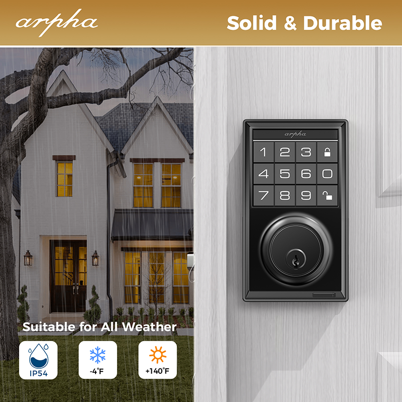 Keyless Entry Door Lock 100Code Smart Deadbolt App Anti-Peeping Password+Handle