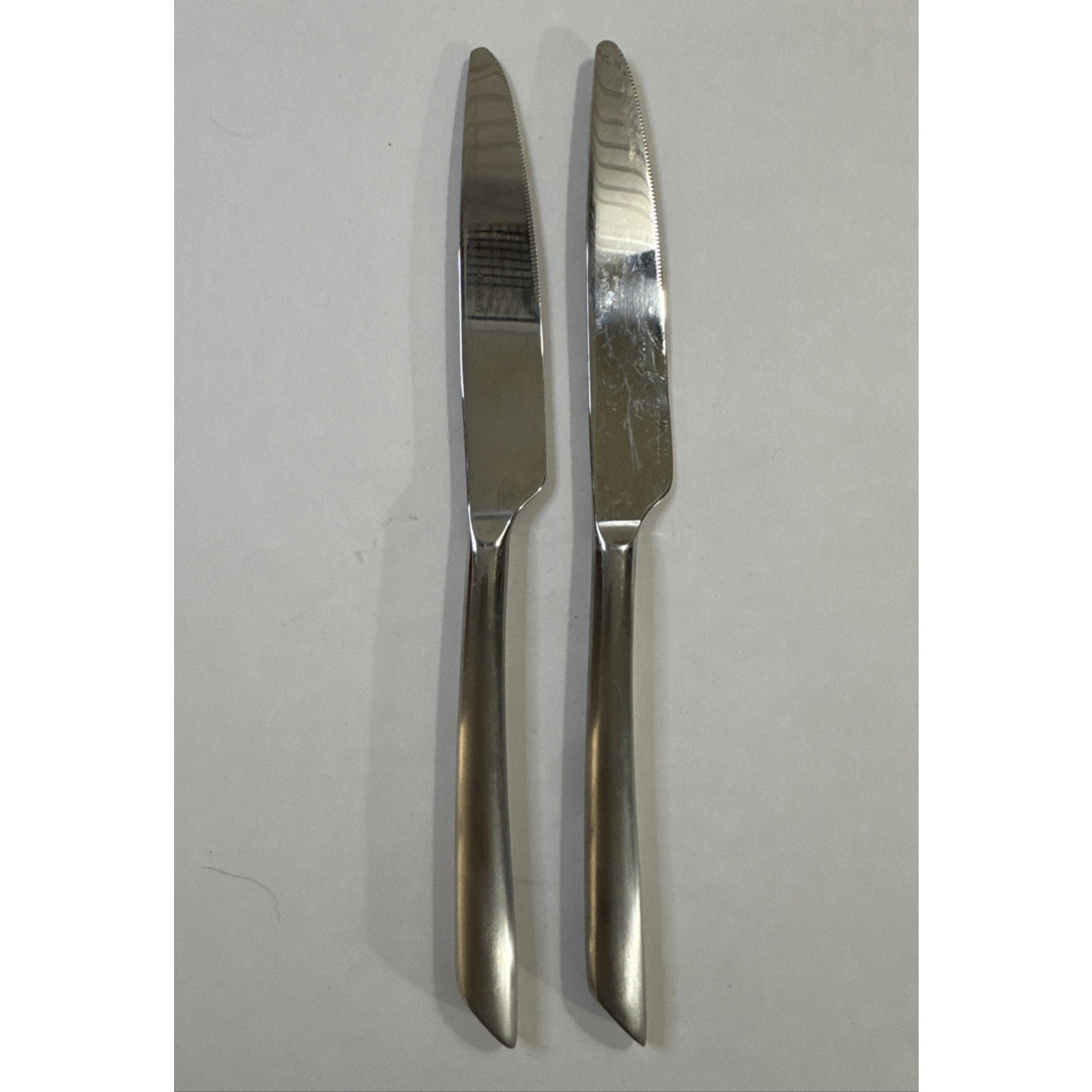 2 Mikasa Satin Wave Forged Stainless Dinner knives Flatware