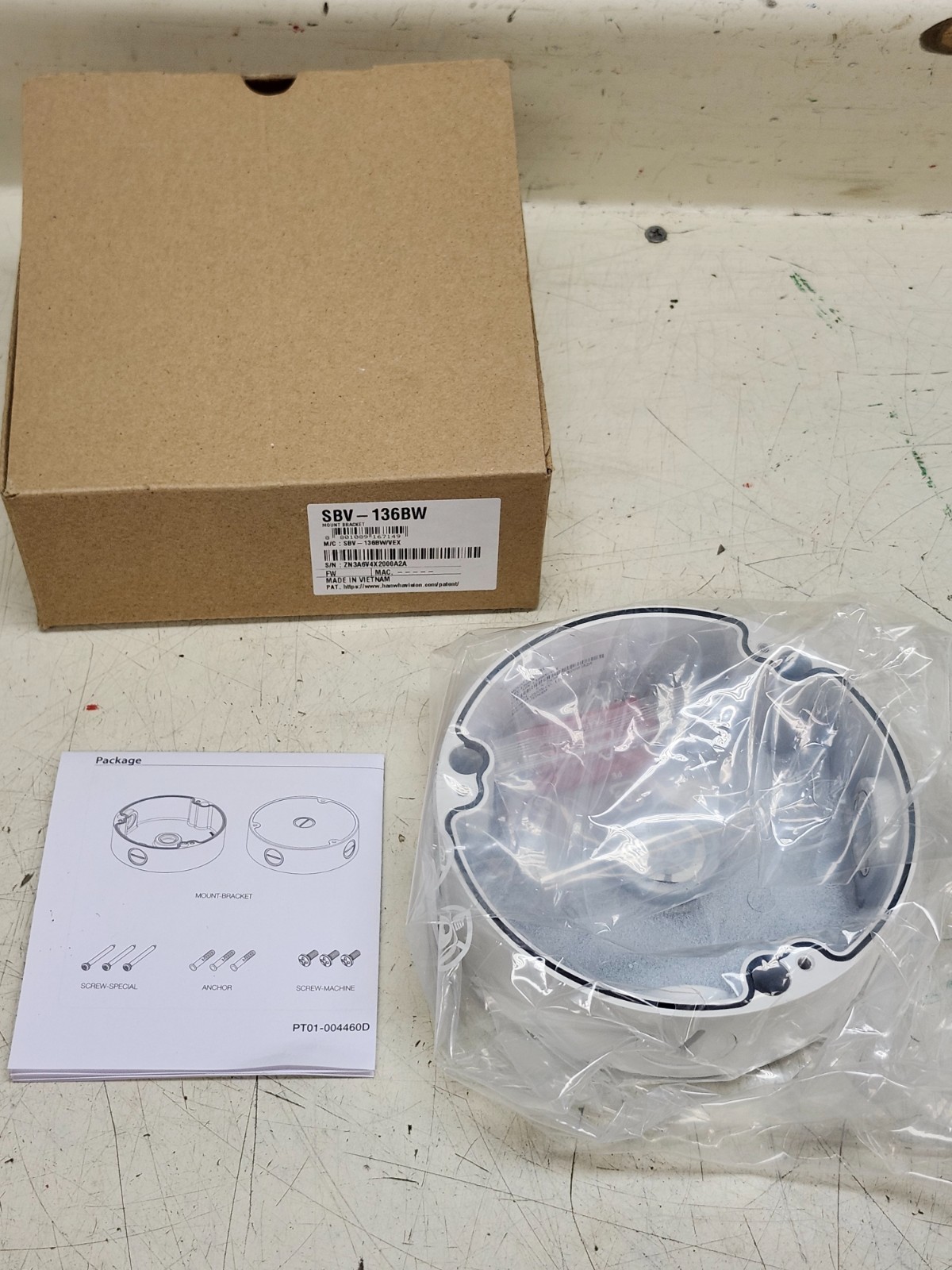 Hanwha Surveillance Camera Bracket Security Mount P/N: SBV-136BW FREE SHIPPING