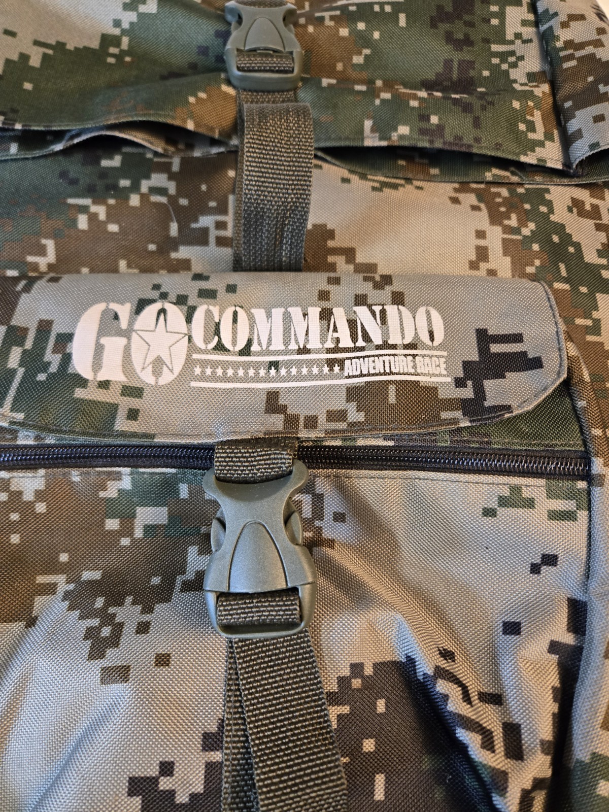 Go Commando Camouflage Adventure Race Hiking Backpack Adjustable Straps 3 Pocke…