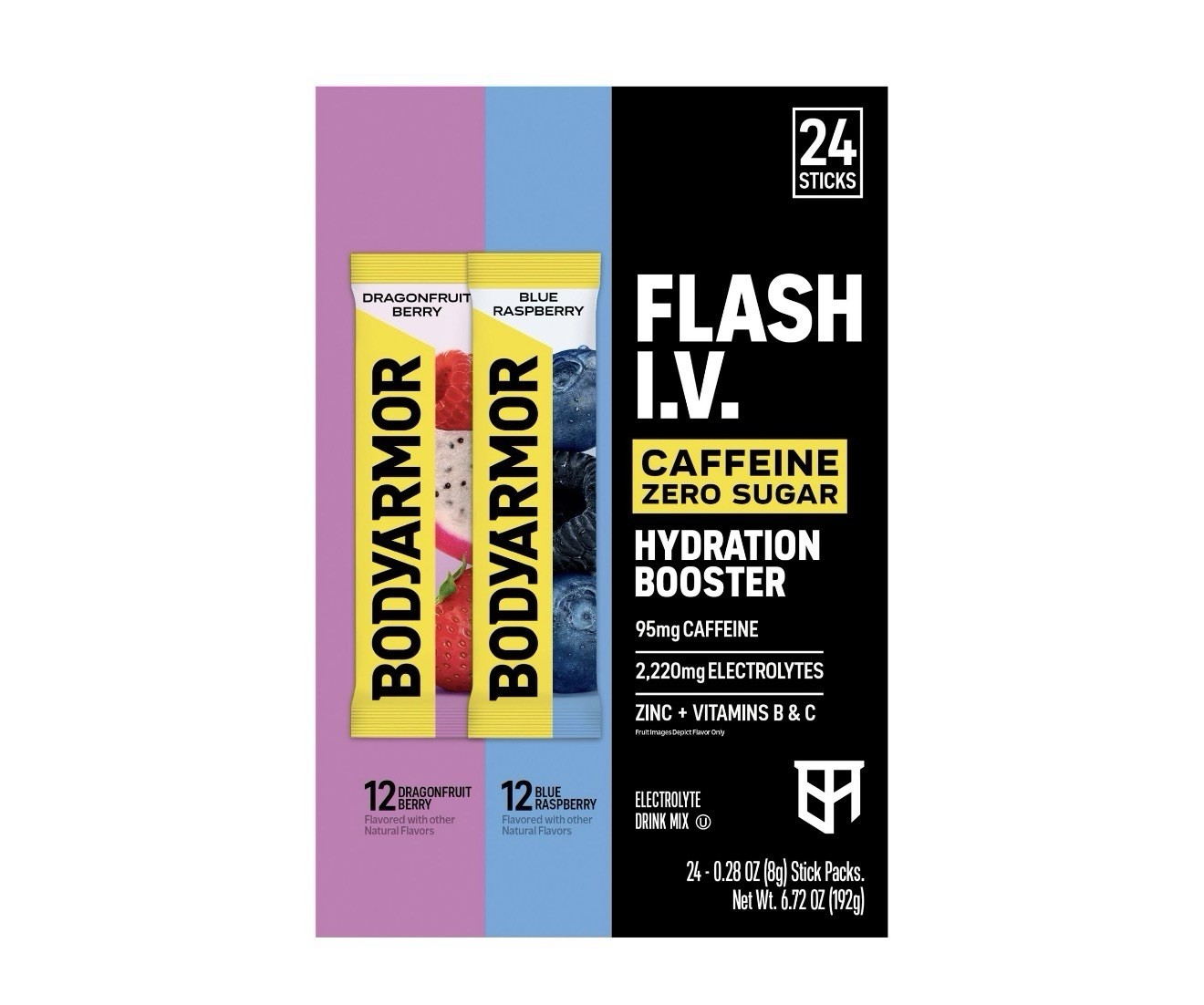 BODYARMOR Flash I.V. 24 Sticks Zero Sugar Dragonfruit Berry Blue Raspberry