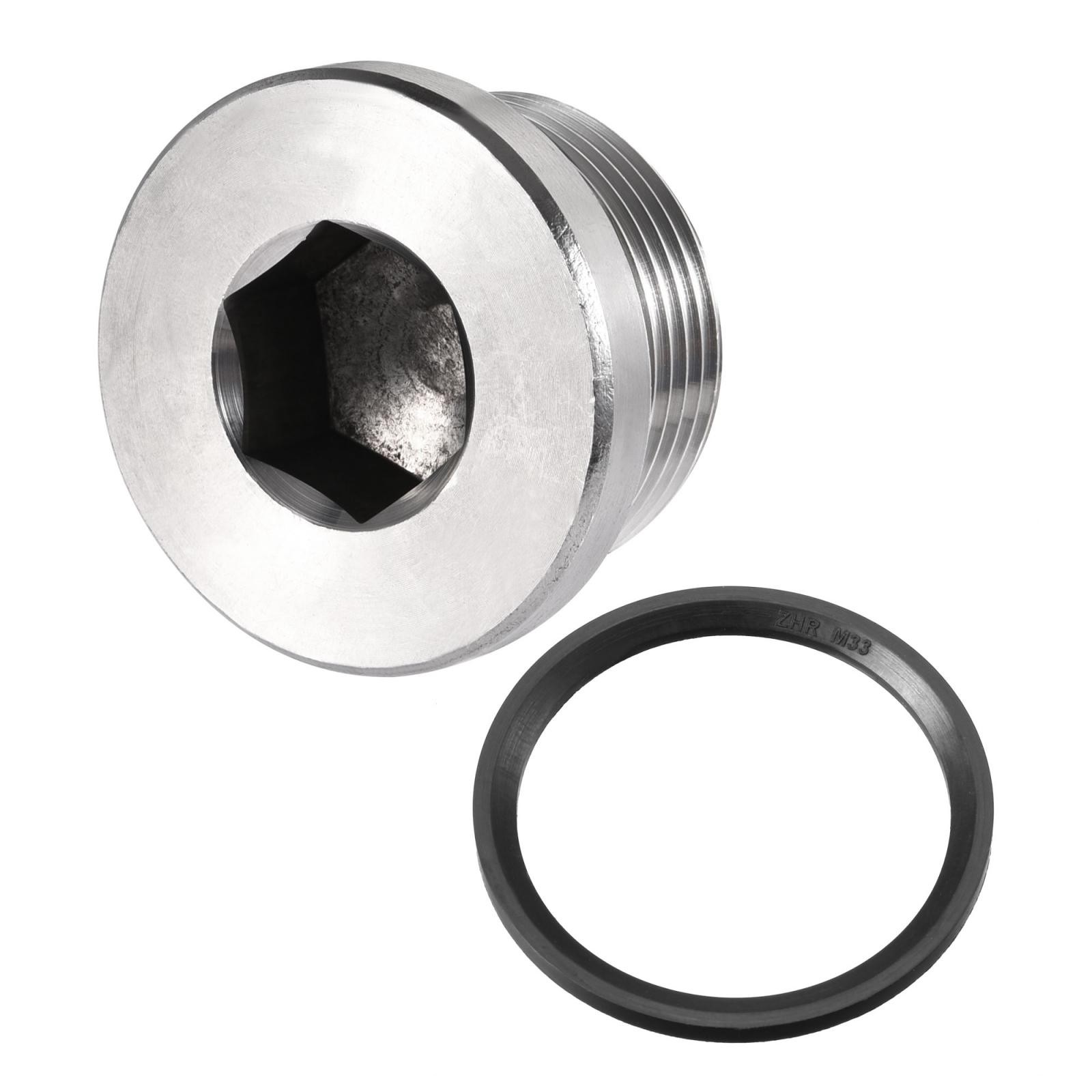 Stainless Steel Inner Hex Head M33x2 Pipe Fitting Plug with Seal Ring
