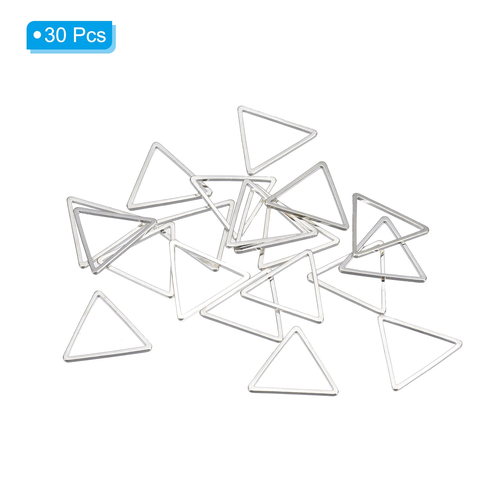 30pcs Earrings Beading Hoop 0.6X0.6" Triangle Finding Ring Silver Tone