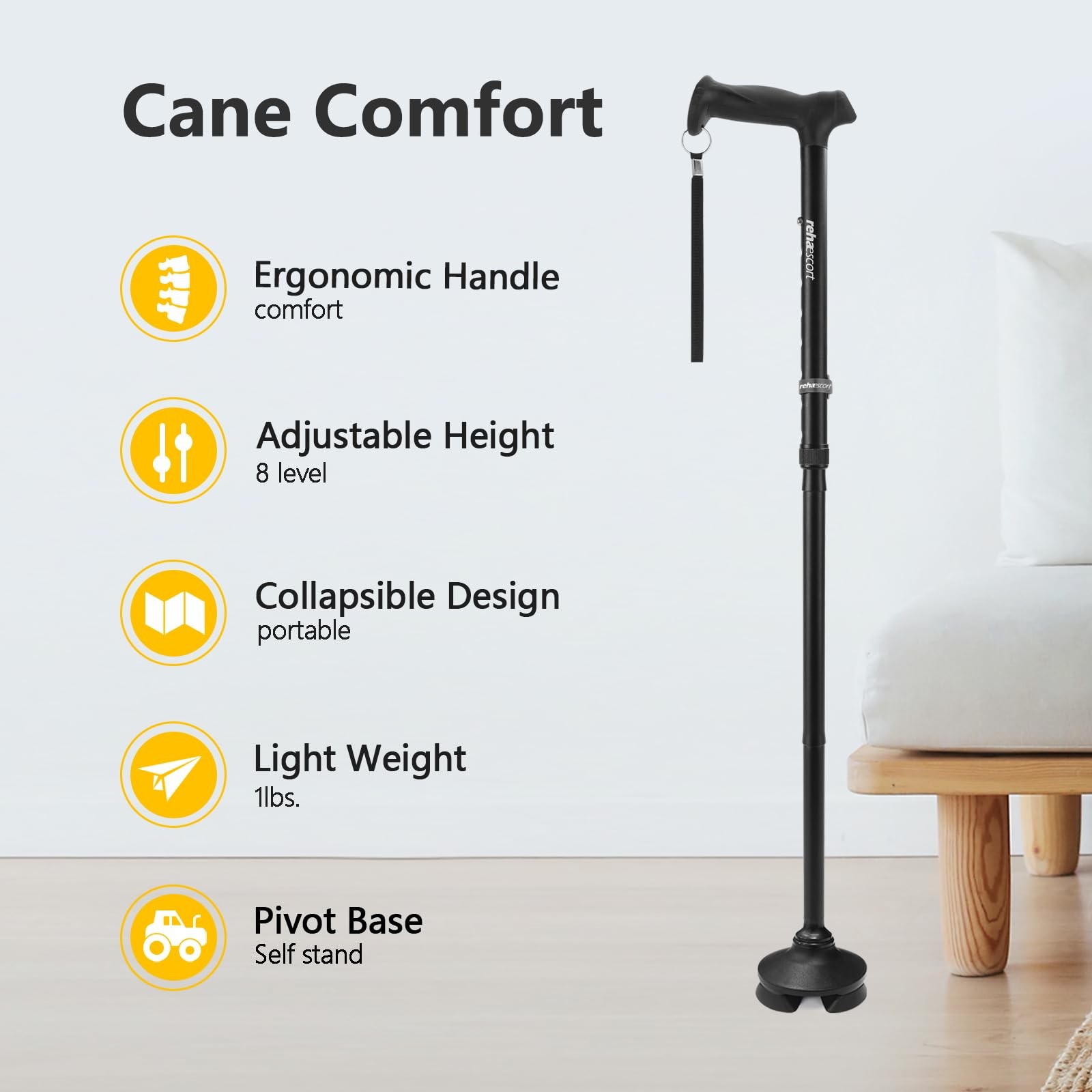 Walking Cane - Folding, Adjustable, Lightweight, Walking Canes for Men & Wome...