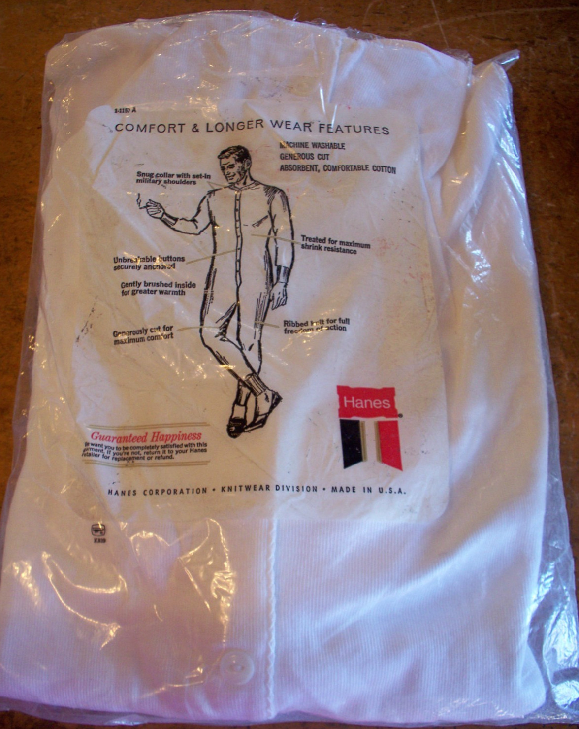 Vintage 1950's NOS Hanes Winterweight Union Suit Short Sleeve Size 42 Trunk 68