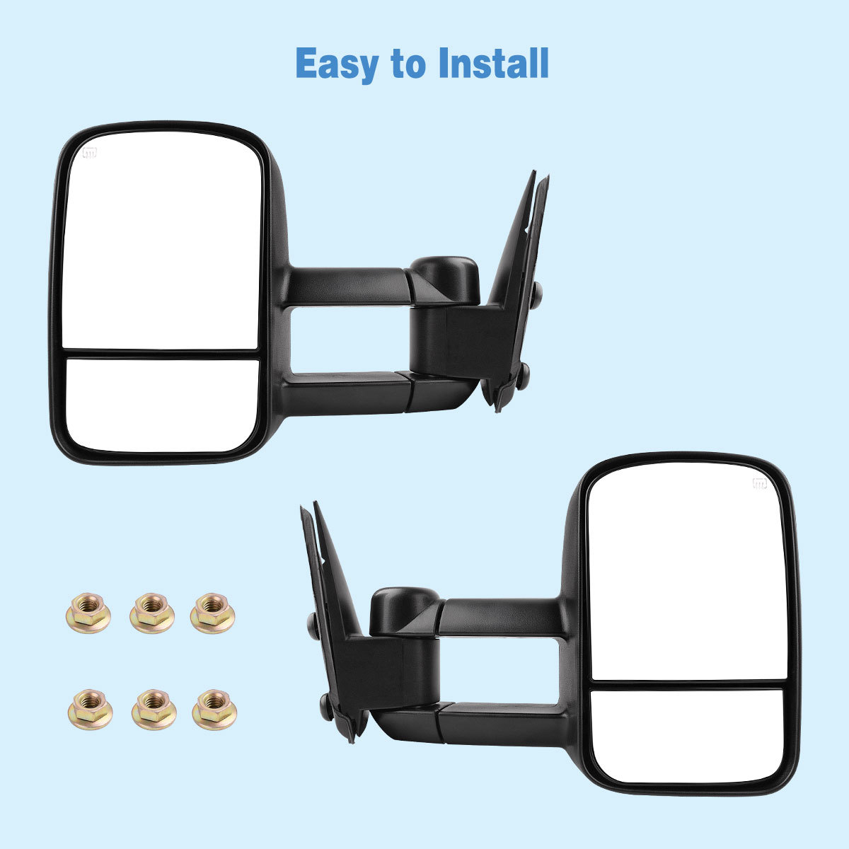 Pair Power Heated Tow Mirrors for 1999-2002 Chevy Silverado GMC Sierra 1500 2500