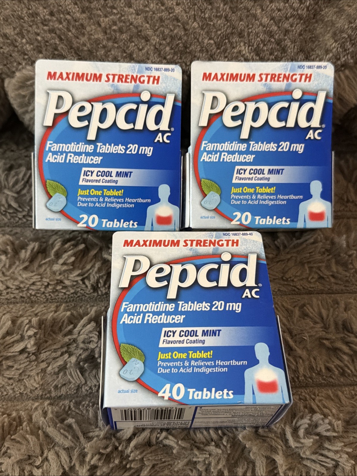 Pepcid AC Maximum Strength Acid Reducer Icy Cool Mint 80 Tabs Total Exp. 02/27+