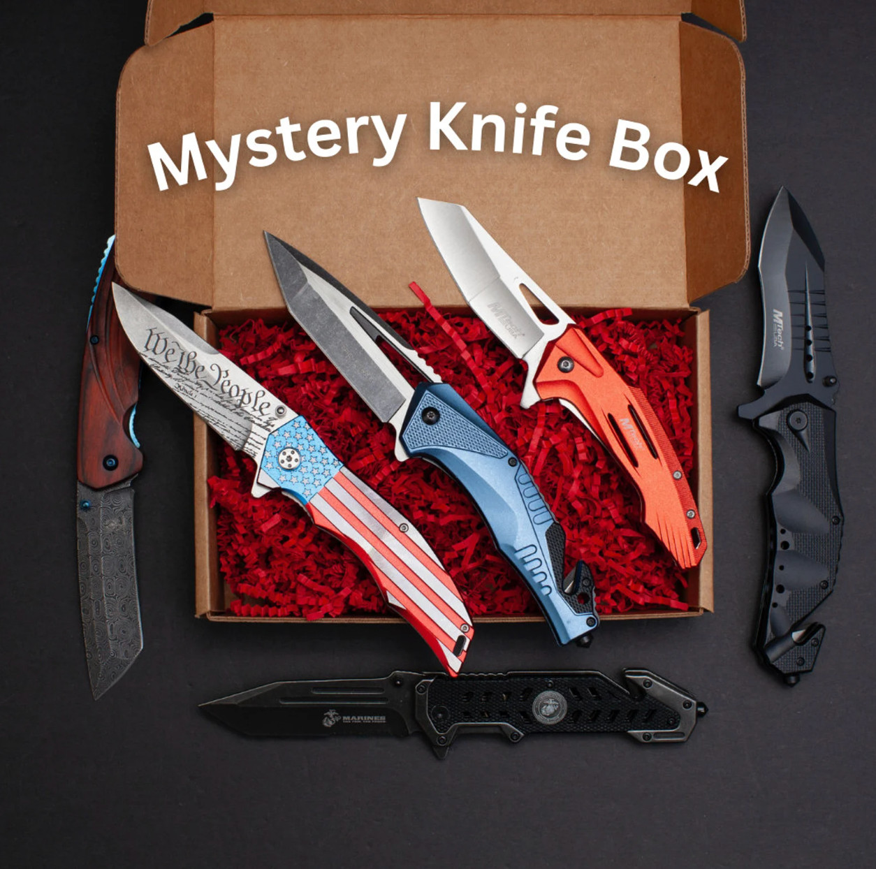 Knife Mystery Box, Randomized Assortment Of Brand New Knives, Pocket Knives