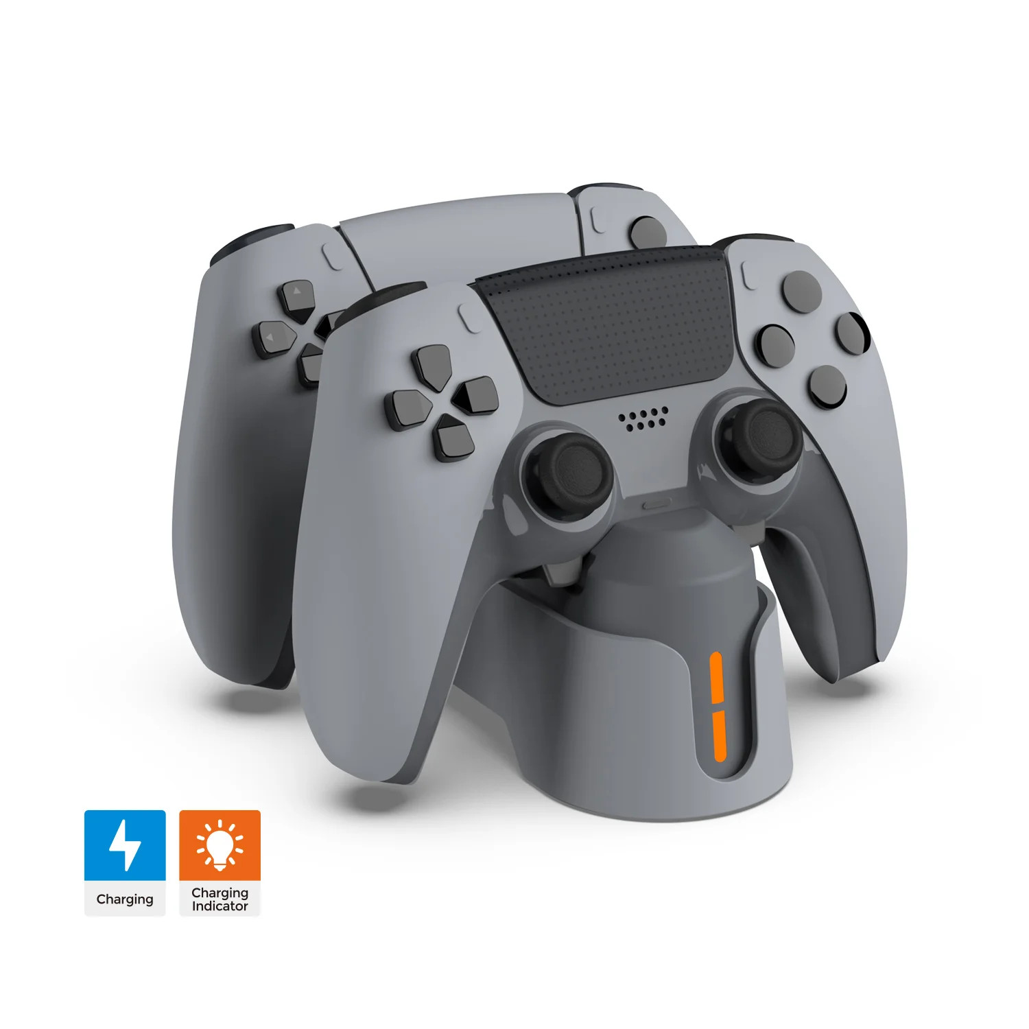PS5 Dual Controller Charging Dock Fast 30th Anniversary Grey Lighting Stand USA