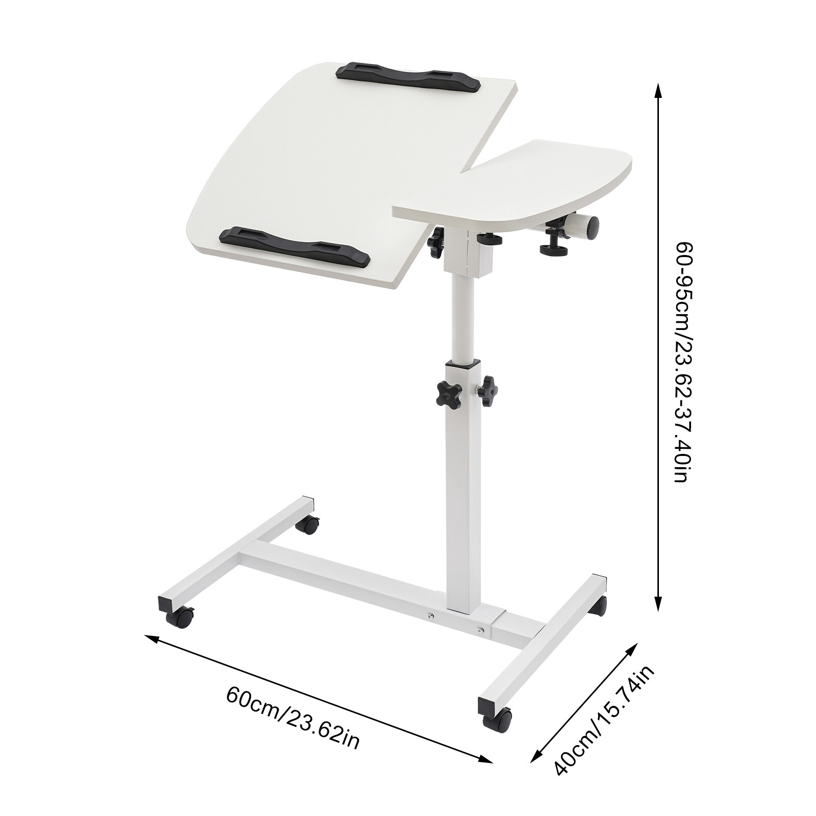 Over Bed Table Mobile Rolling Laptop Stand Computer Bedside Table Adjustable New