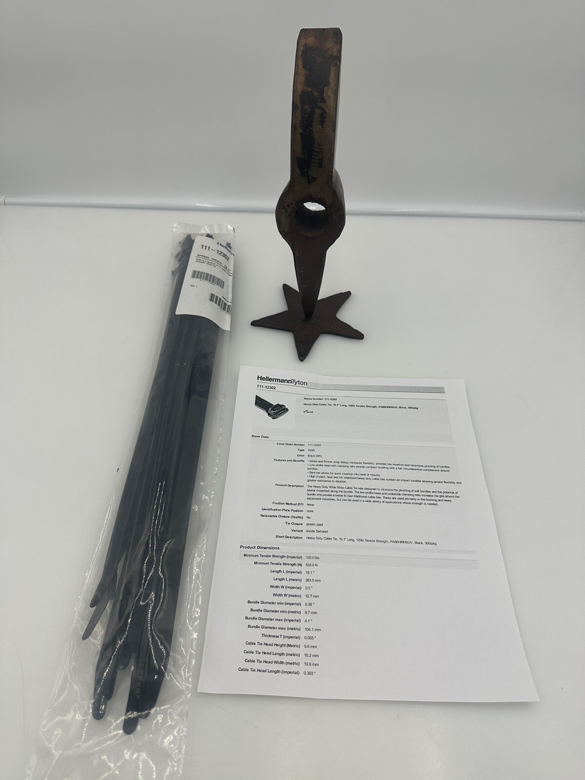 HellermannTyton 111-12302 Heavy Duty Cable Tie Black 15.1" 120lb 25/PKG NEW