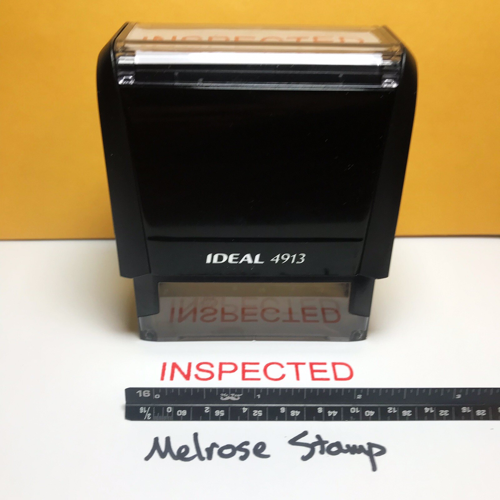 Inspected Rubber Stamp Red Ink Self Inking Ideal 4913