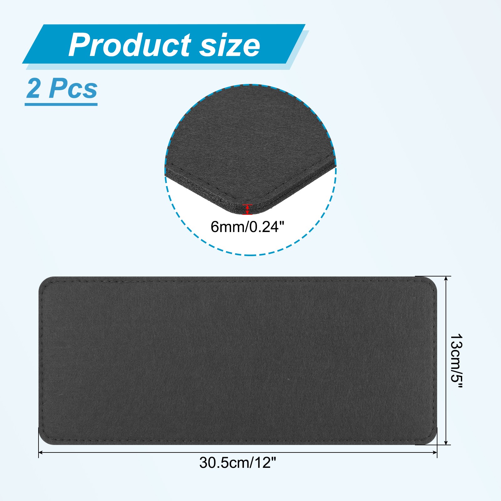 12''×5'' Felt Bag Base Shaper, 2pcs Bag Bottom Organizer Rectangle, Black
