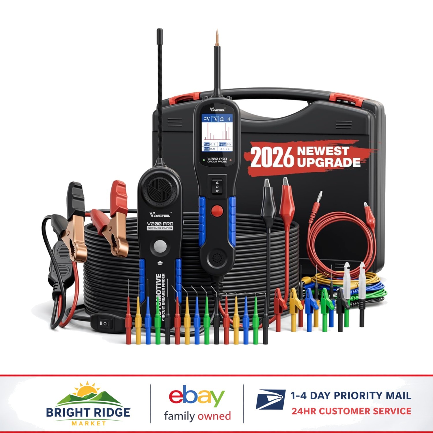 Multi-Function Electrical Tester for Auto Repairs with Probing Accessories