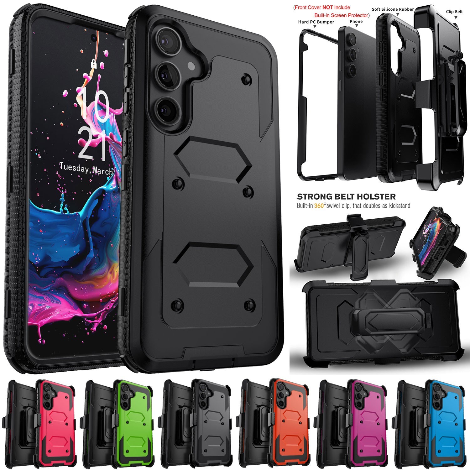 For Samsung Galaxy S23 Ultra/Plus/FE Shockproof Case Cover / Belt Clip Holster