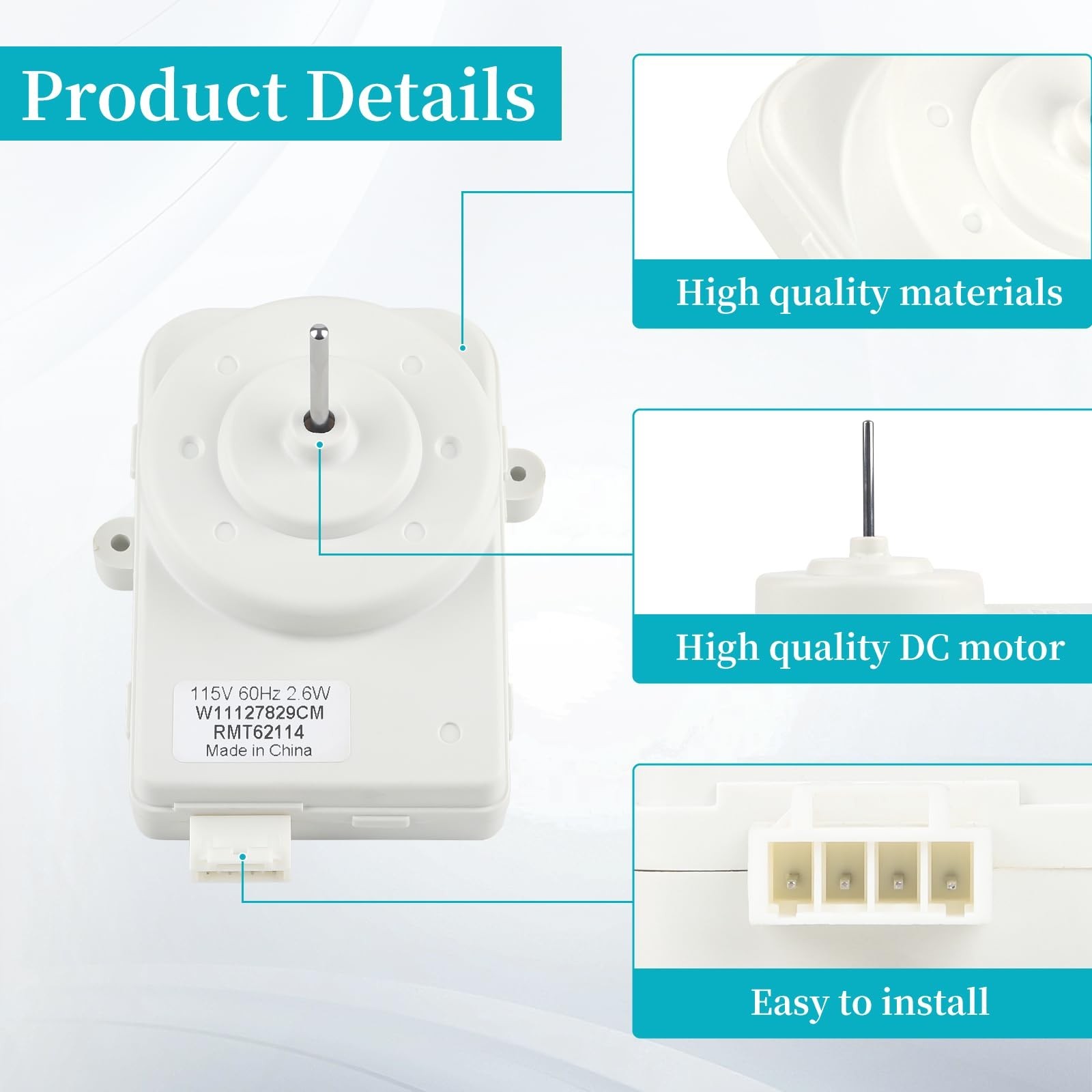 W11127829 W10917708 Refrigerator Condenser Fan Motor Compatible with Whirlpoo...