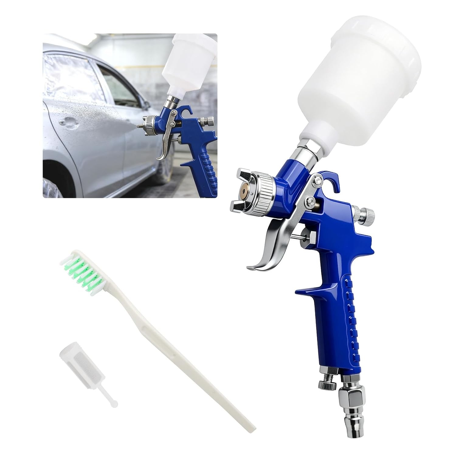 HVLP Spray Gun with 0.8mm Nozzle,Mini Gravity Feed Spray Paint Gun with Adjustab