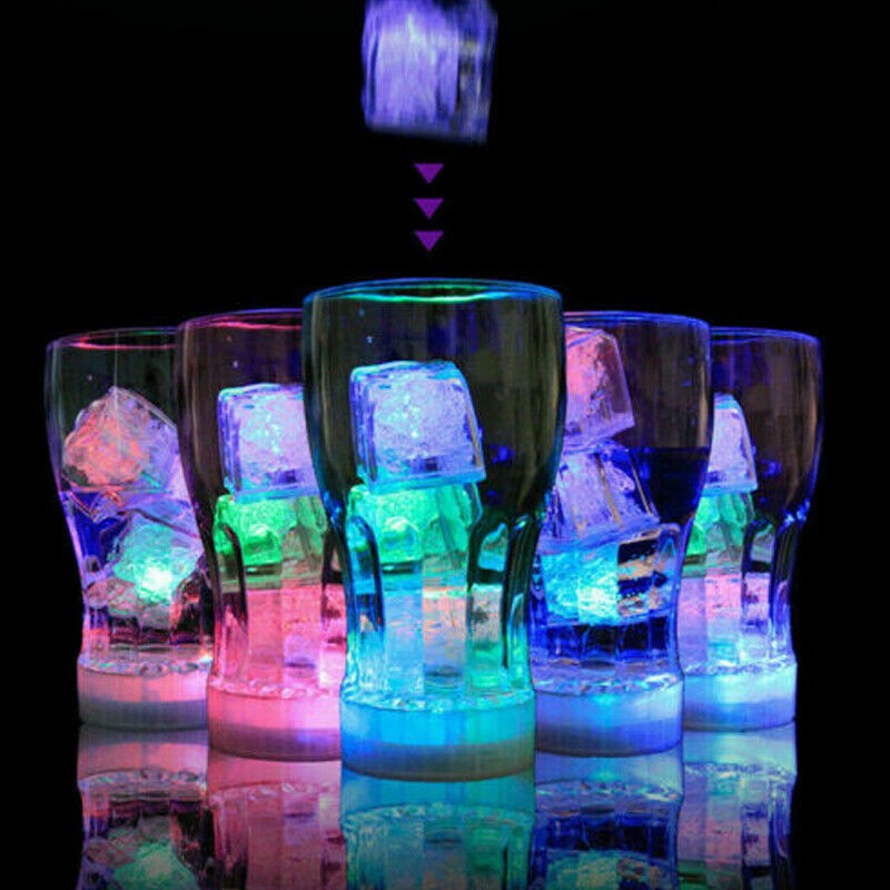24Pcs LED Light Ice Cubes Liquid Sensor Luminous For Party Wedding Pond Bath