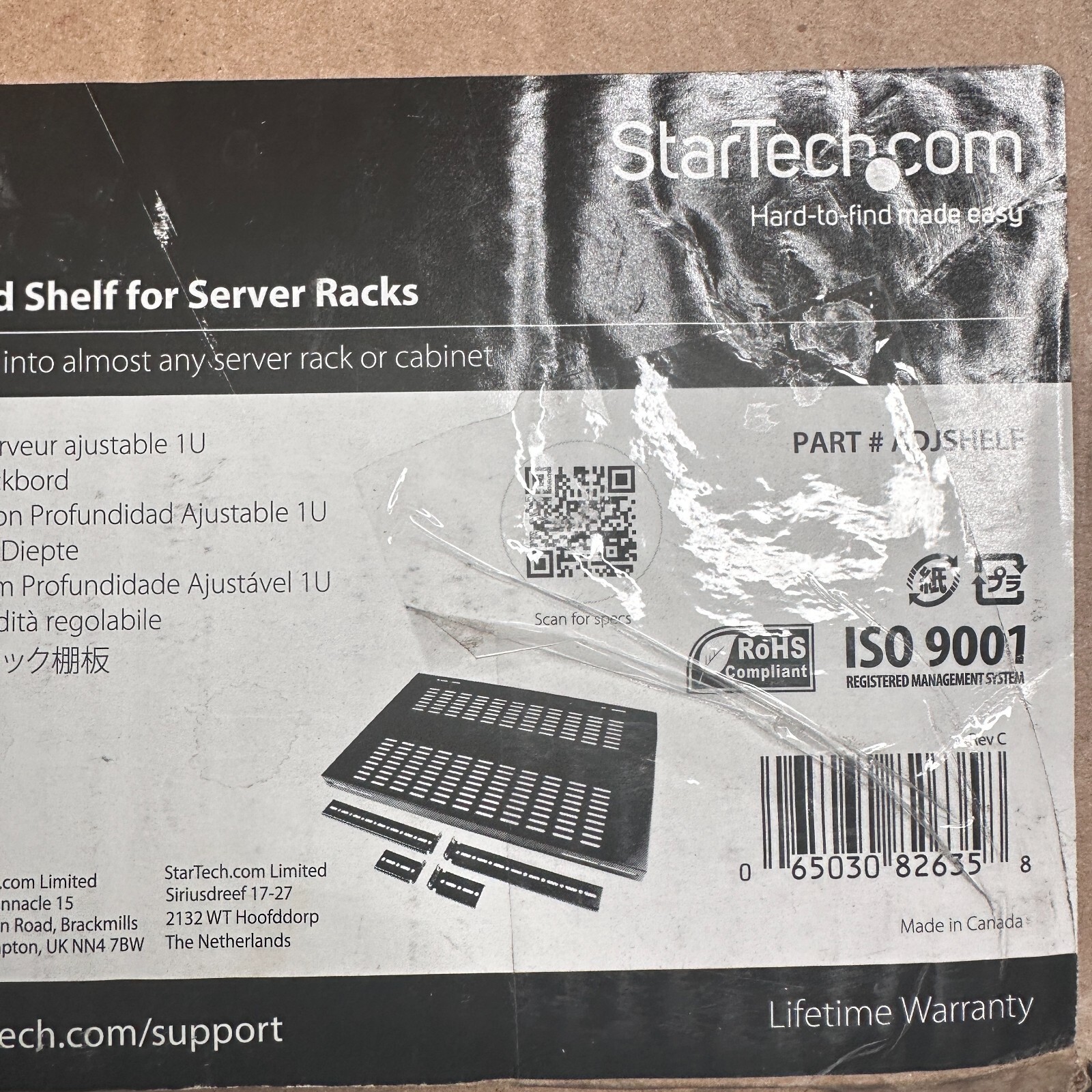 StarTech.com 1U Adjustable Mounting Depth Vented Rack Mount Shelf - Heavy Duty