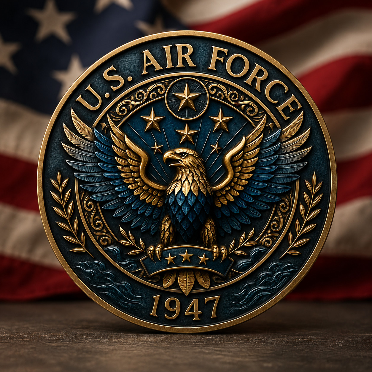 U.S. Air Force 1947 Challenge Coin Military Veteran Eagle Collectible