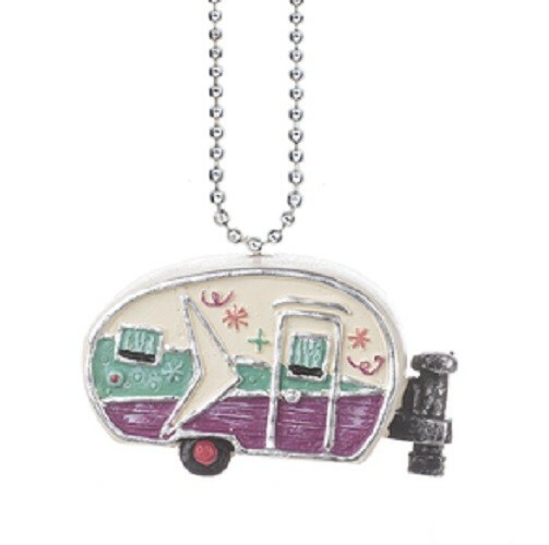 Ganz Camping Trailer Camper Car Charm Purple Green & White Outdoors