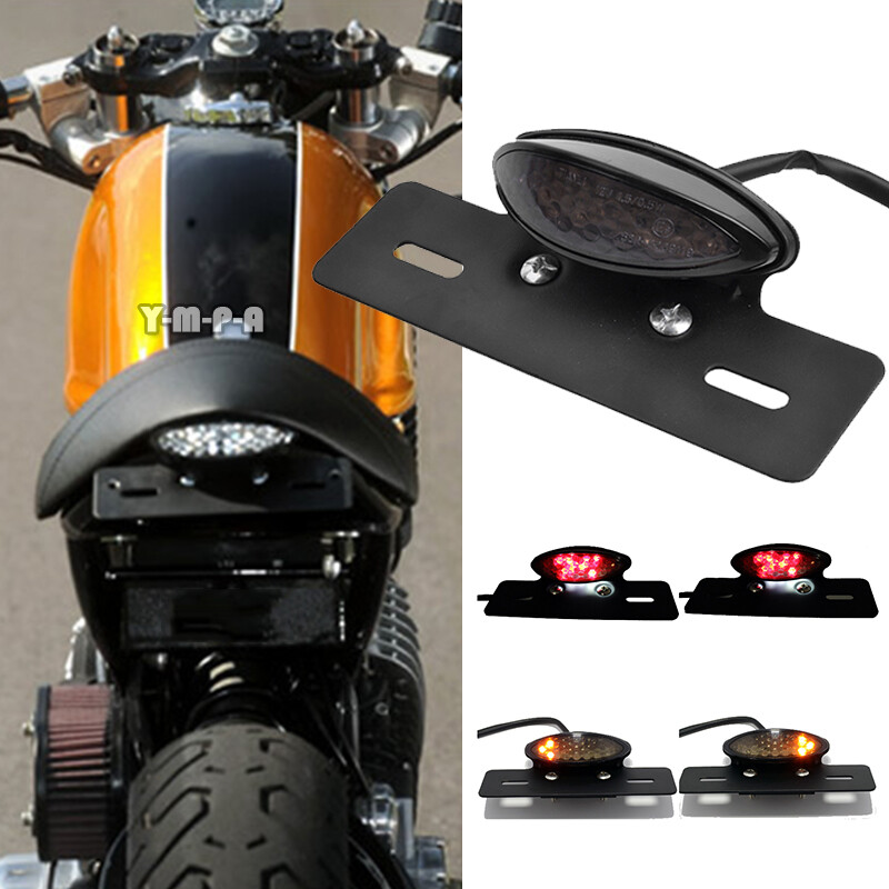 Smoke Lens Vintage Cafe Racer LED L&R Turn Signals License Plate Brake Tail Lamp
