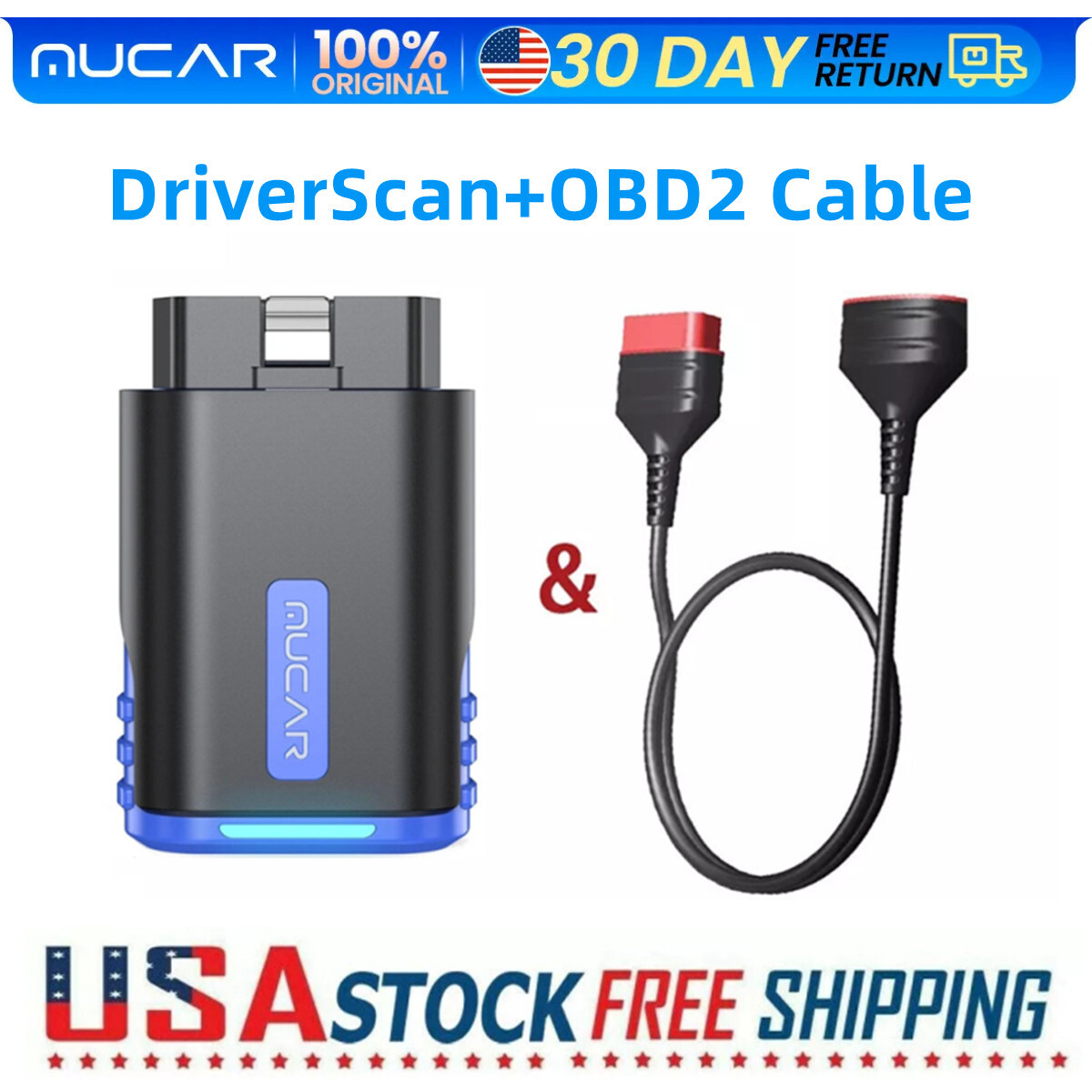 2026 MUCAR DriverScan OBD2 Scanner Code Reader Full System + Extension Cable