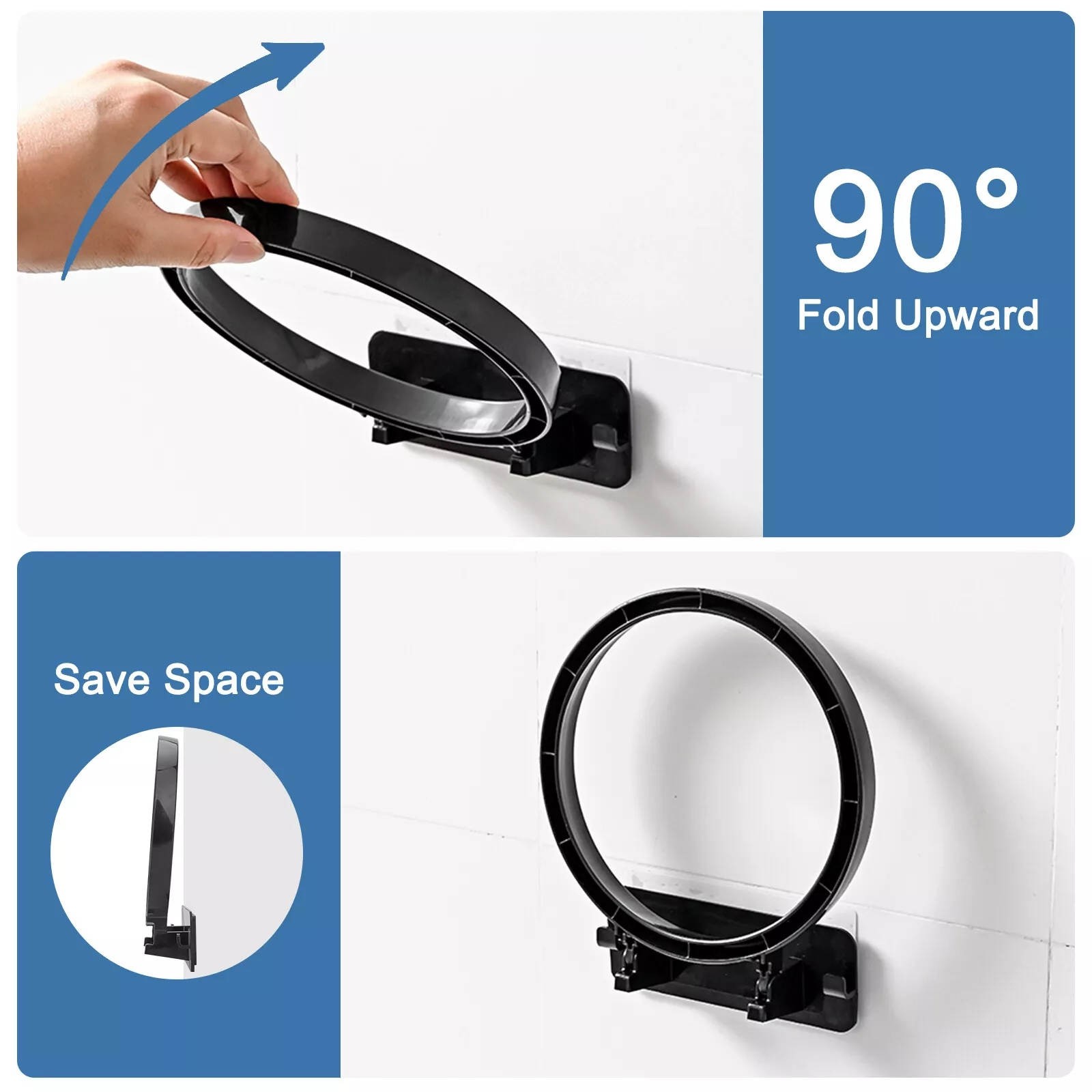 2PCS Black Durable Wall Mounted Polypropylene Basketball Storage Rack Holder