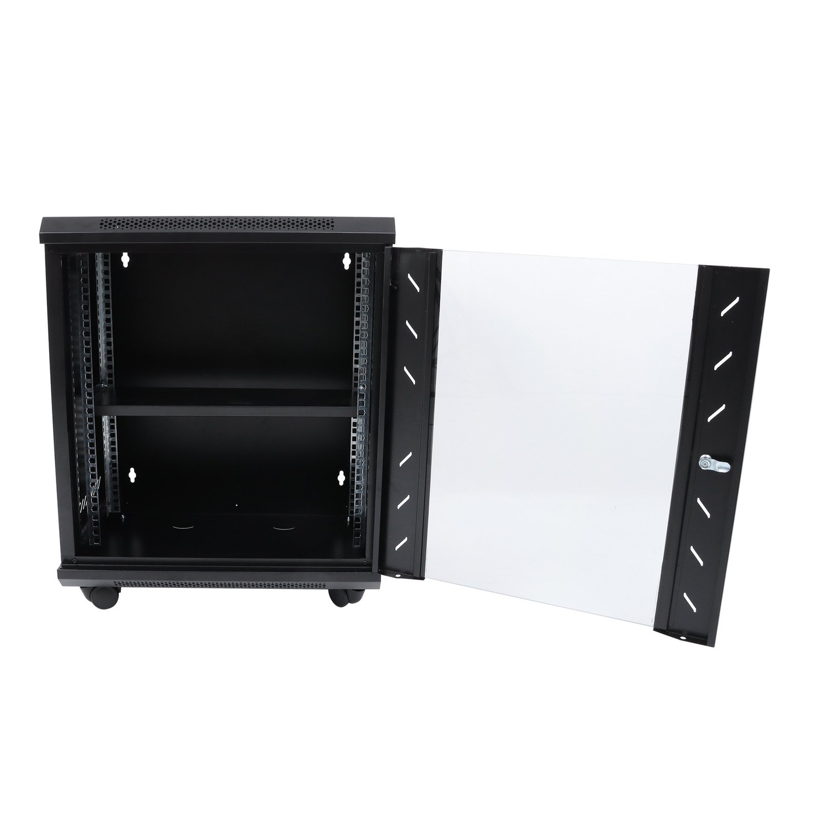 Wall Mount Server Rack 15.5" Deep Locking Glass Door & Panels 12U