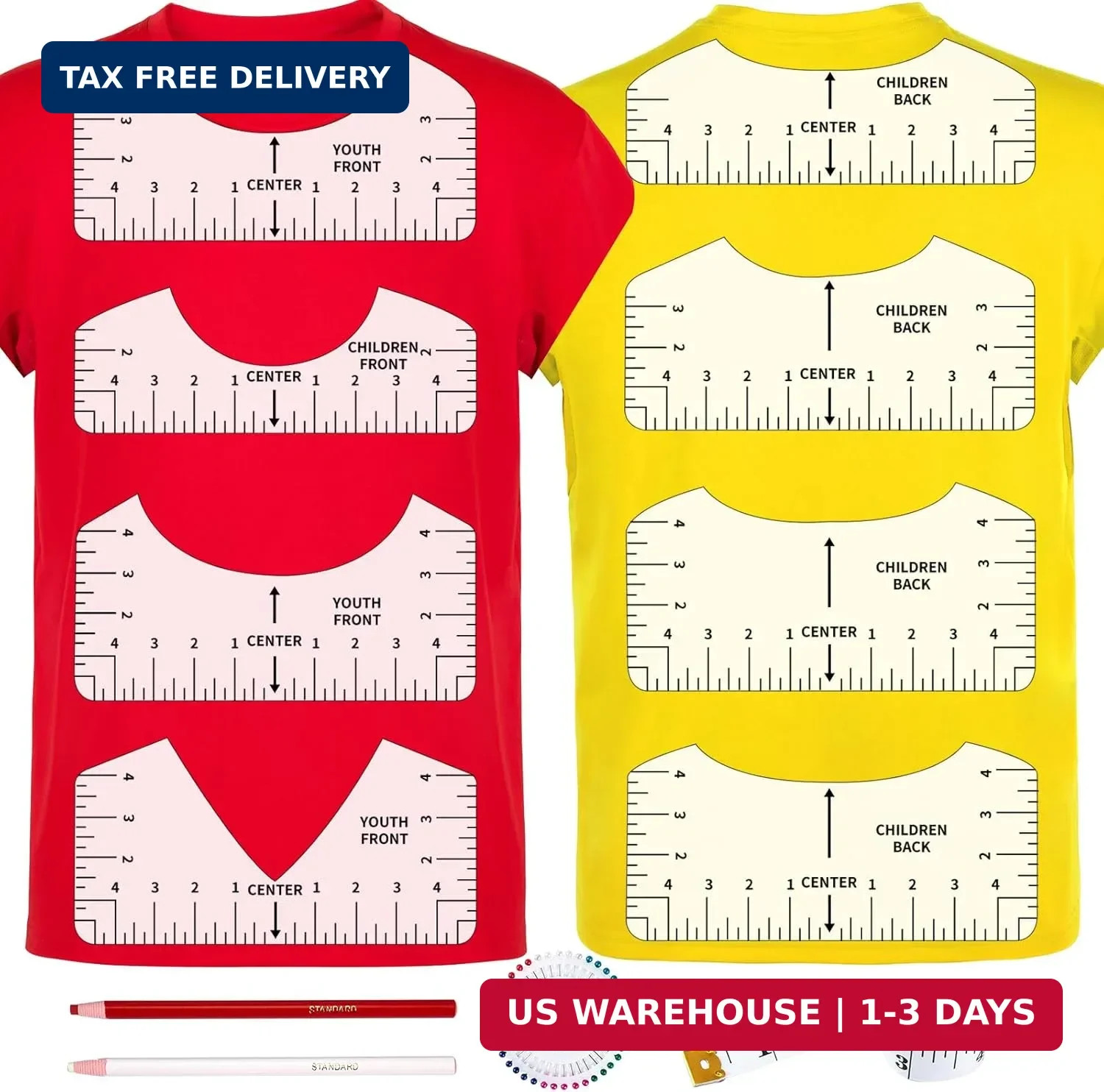 12pcs Tshirt Ruler Guide for Vinyl Alignment, T Shirt Measurement Accessories To