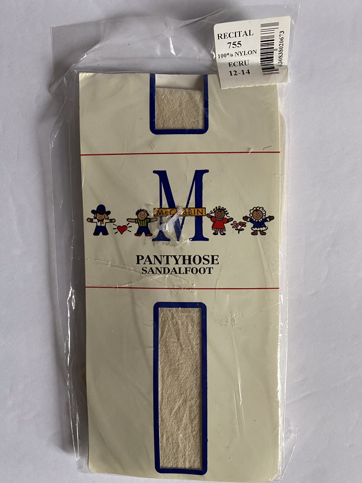 New Girl’s  Sz12-14 age,~McCubbin ~Stretch Nylon Pantyhose Sandalfoot color Ecru