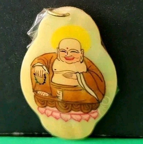 Natural Shell Delicate Asian Figurine Charm Hand Painted Rare Vintage