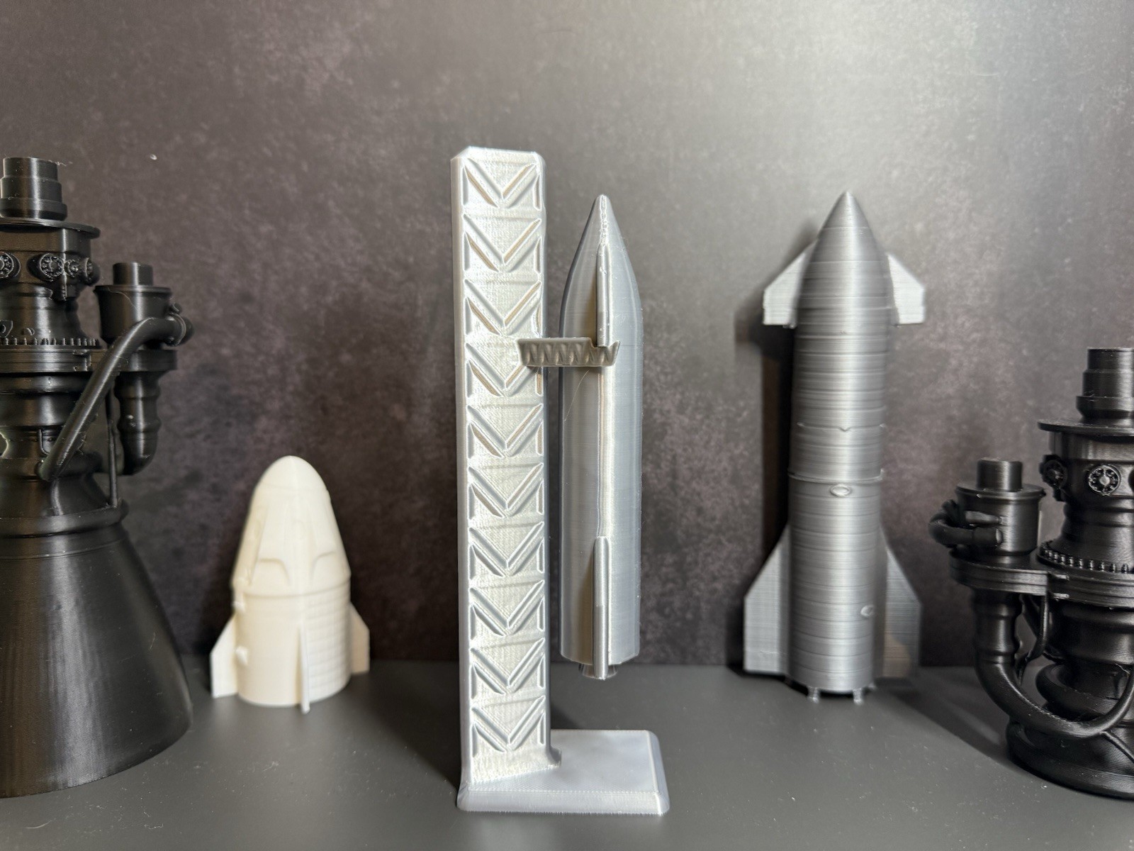 SpaceX Starship Rocket with Launch Tower | 3D Printed Model | Silky Silver |...