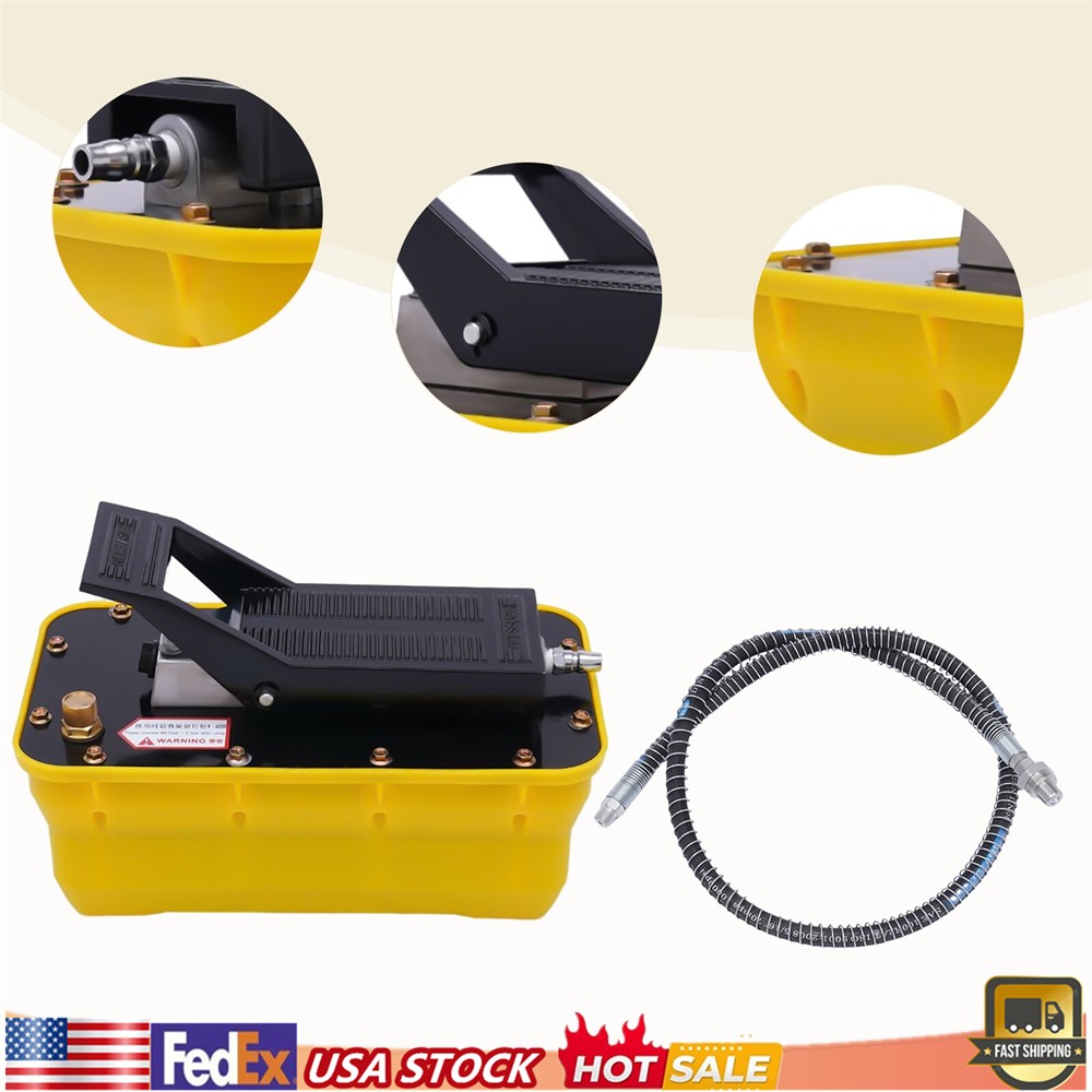 Jack Pump Air Over Hydraulic Foot Pump Rotary Lift 10000PSI 0.75-0.95/Lmin 2.3L